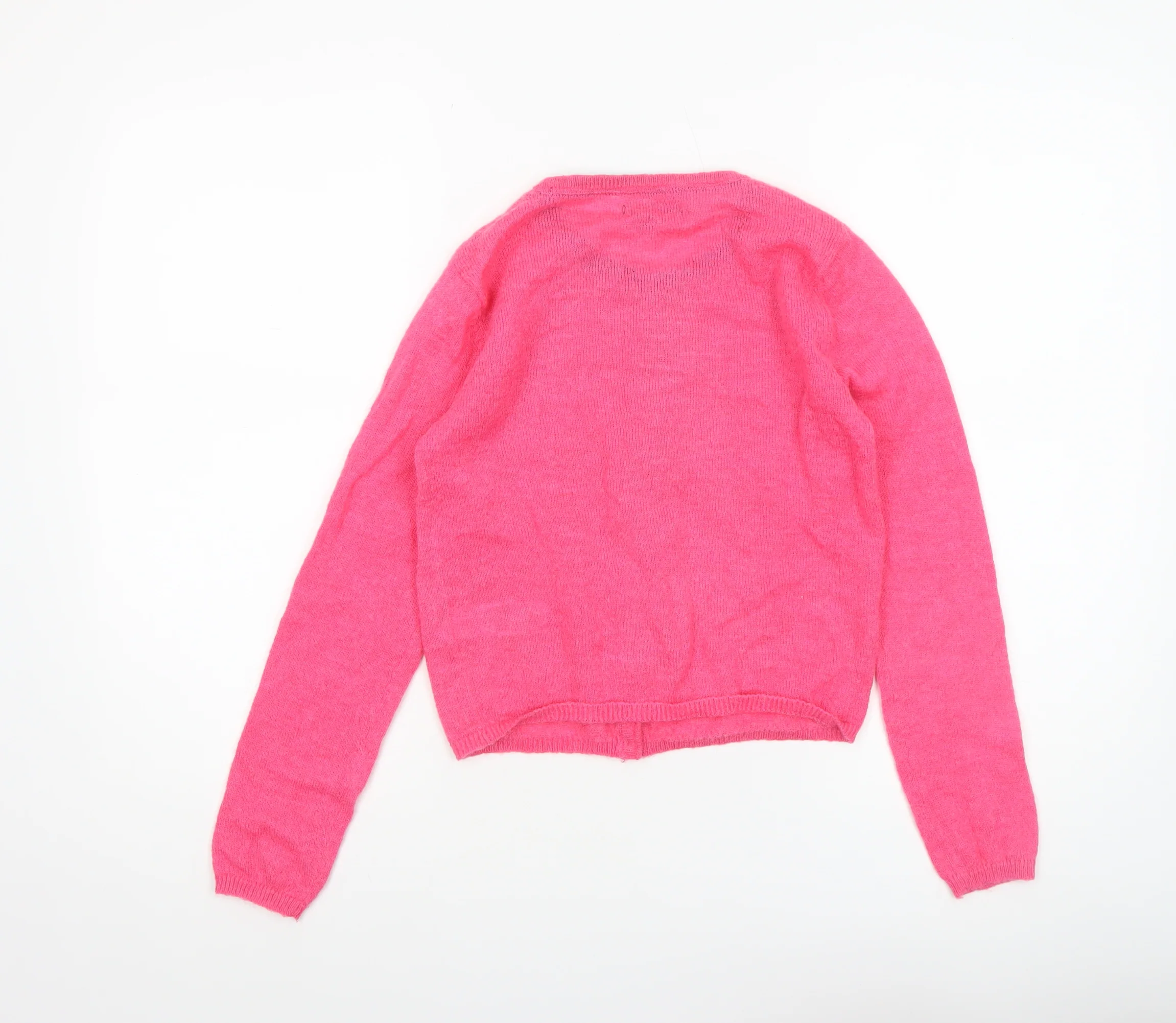 Marks and Spencer Autograph Girls Pink Button Cardigan 10-11 Years Wool Blend - Image 3