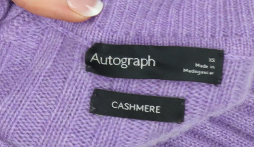 Marks and Spencer Autograph Women Purple XS Roll Neck Cashmere Jumper - Image 4