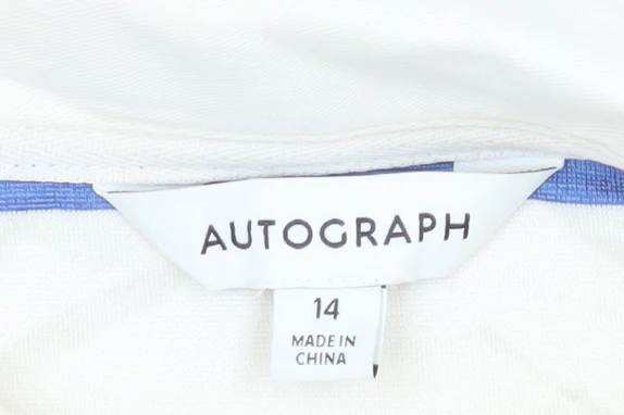 Marks and Spencer Autograph Womens Blue White Striped Polo Top Size 14 - Image 5