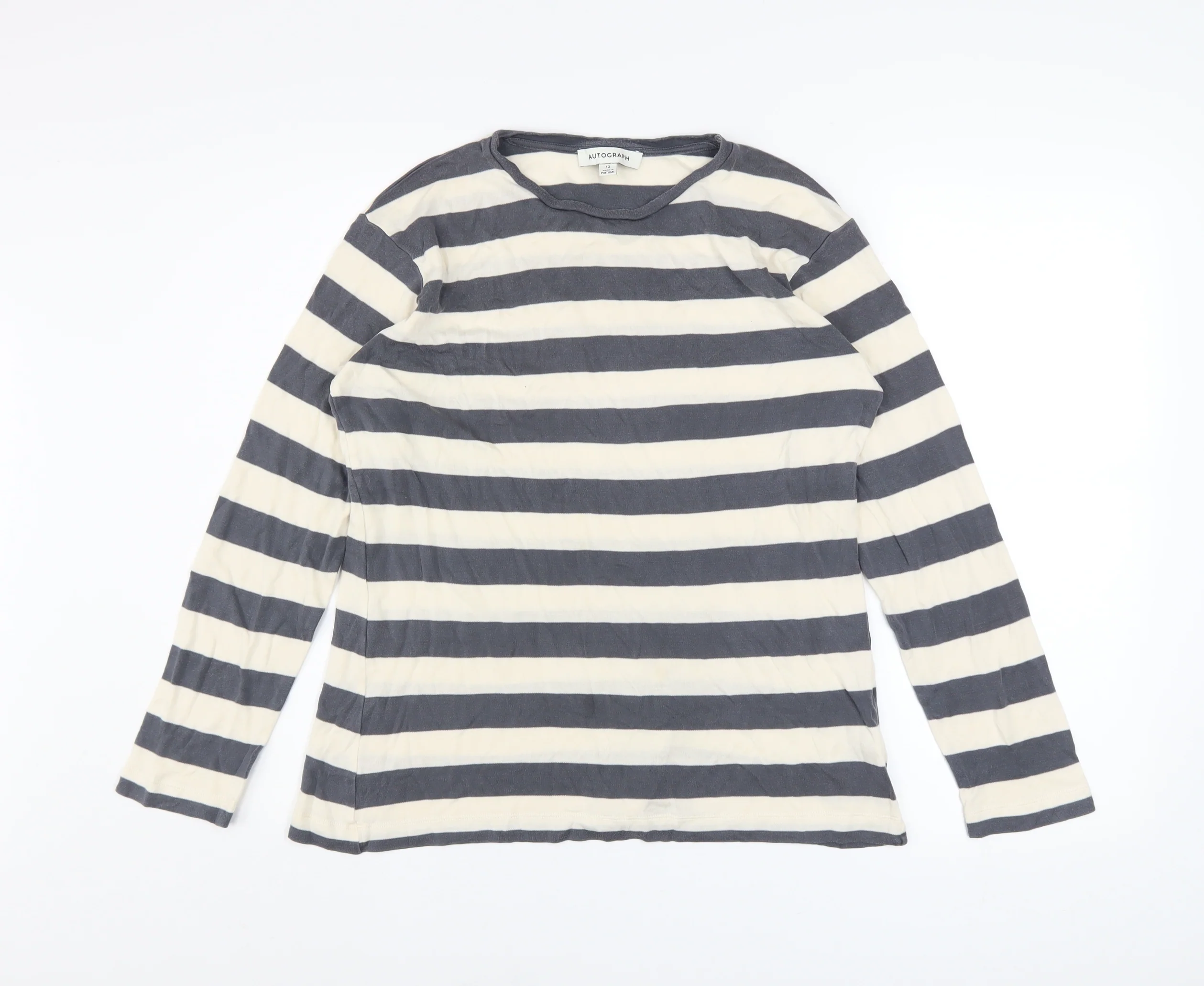 Marks and Spencer Autograph Women's Striped Long Sleeve Lyocell T-Shirt Size 12