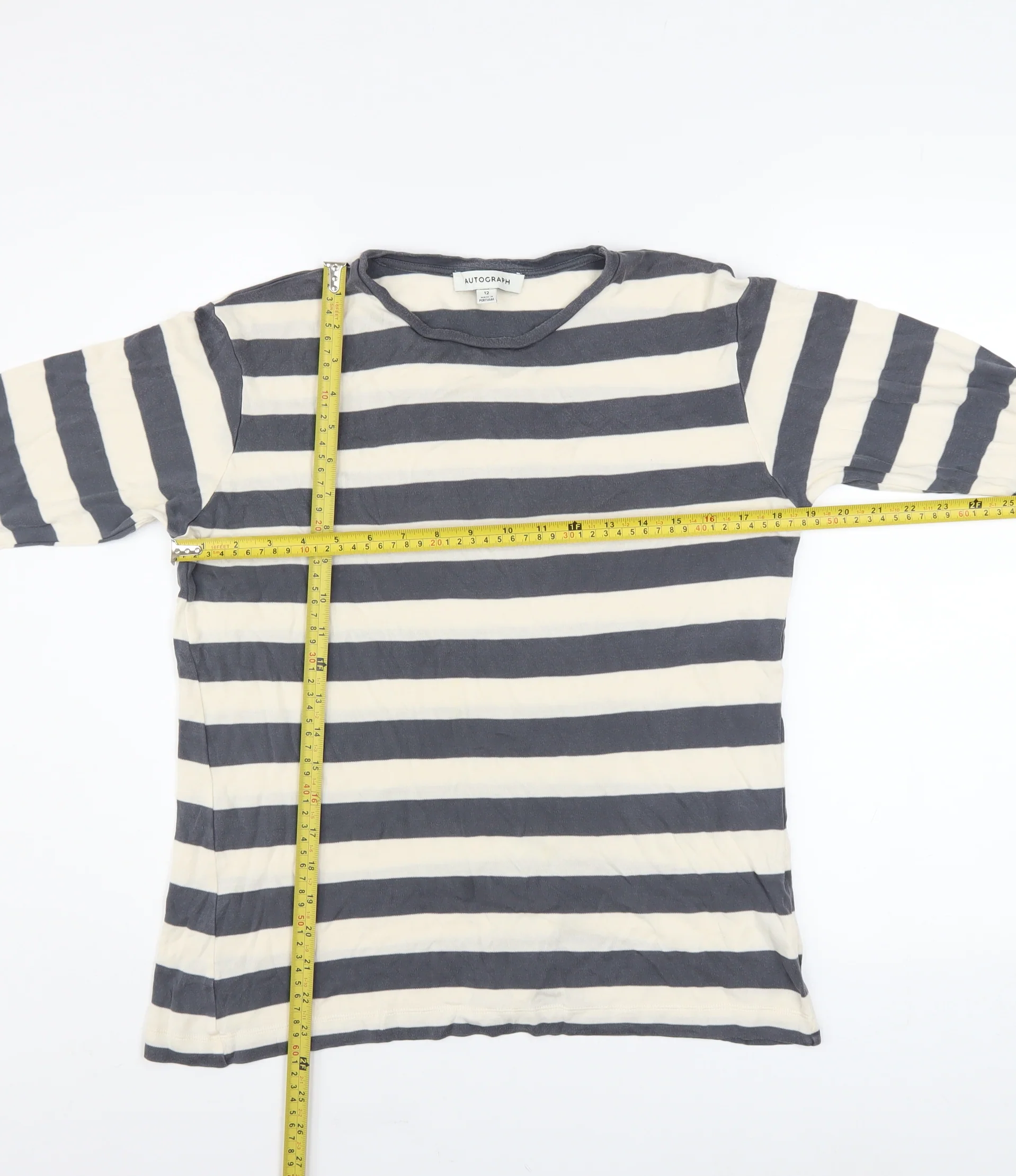 Marks and Spencer Autograph Women's Striped Long Sleeve Lyocell T-Shirt Size 12 - Image 2