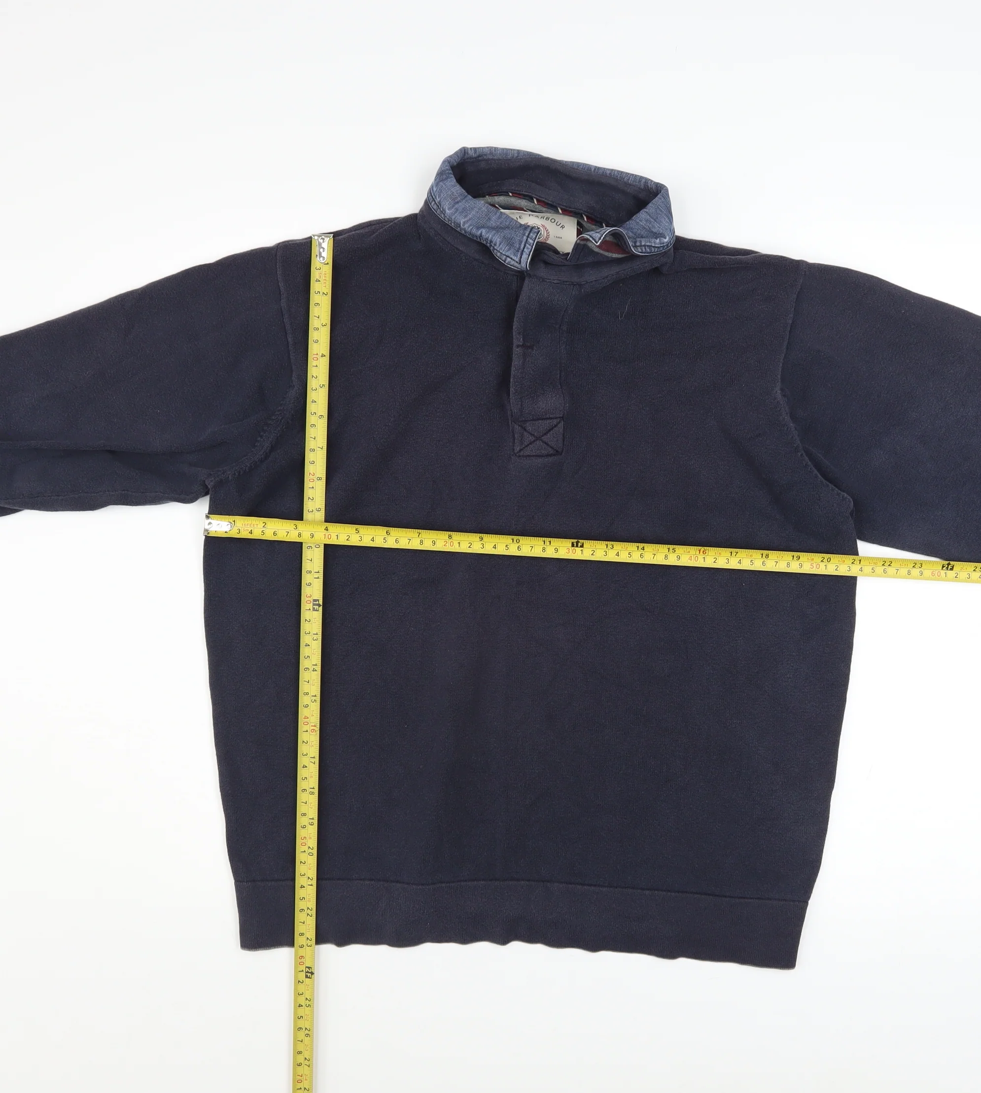 Marks and Spencer Blue Harbour Men’s Blue Medium Rugby Collar Sweatshirt - Image 2