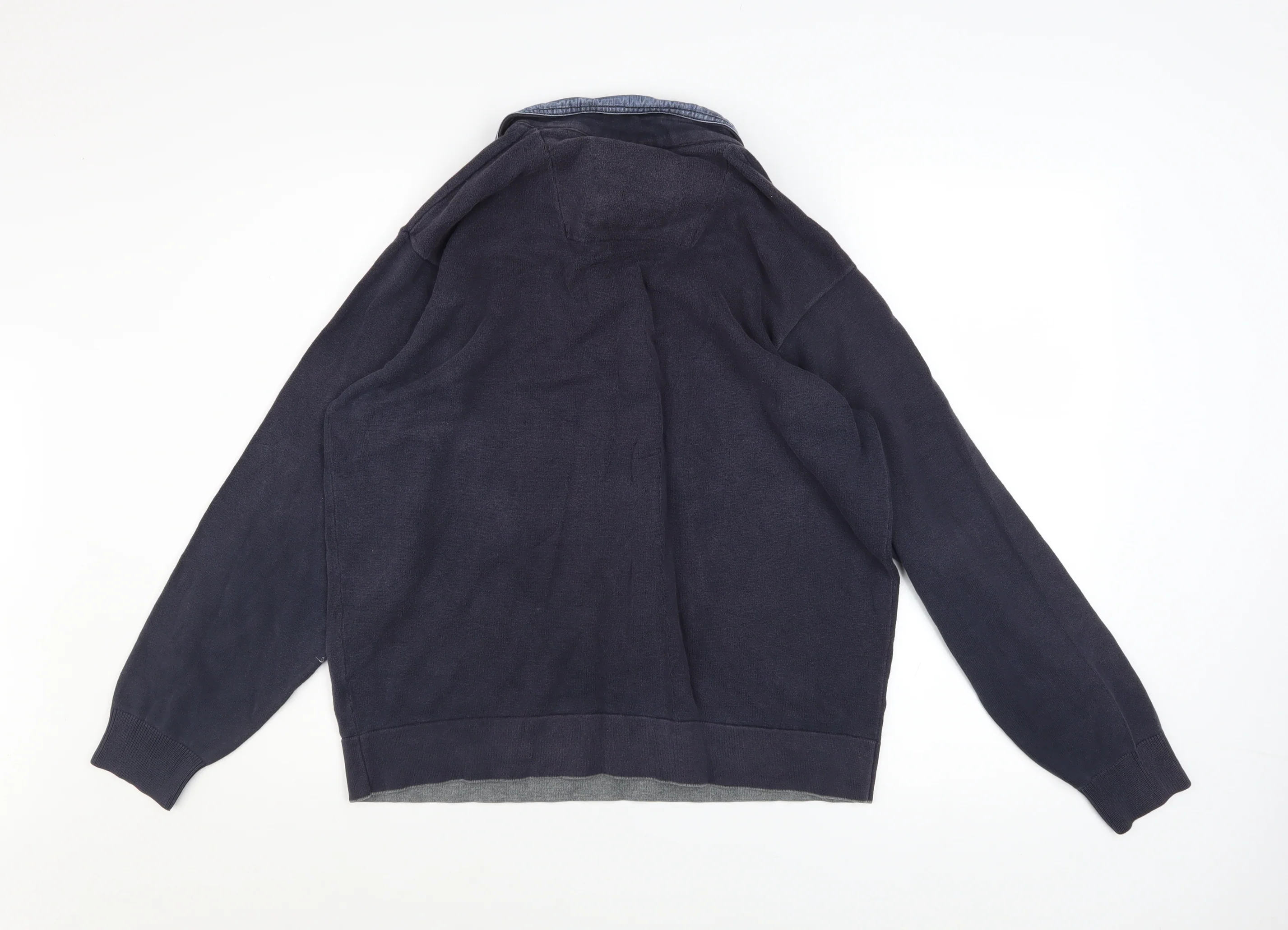 Marks and Spencer Blue Harbour Men’s Blue Medium Rugby Collar Sweatshirt - Image 3