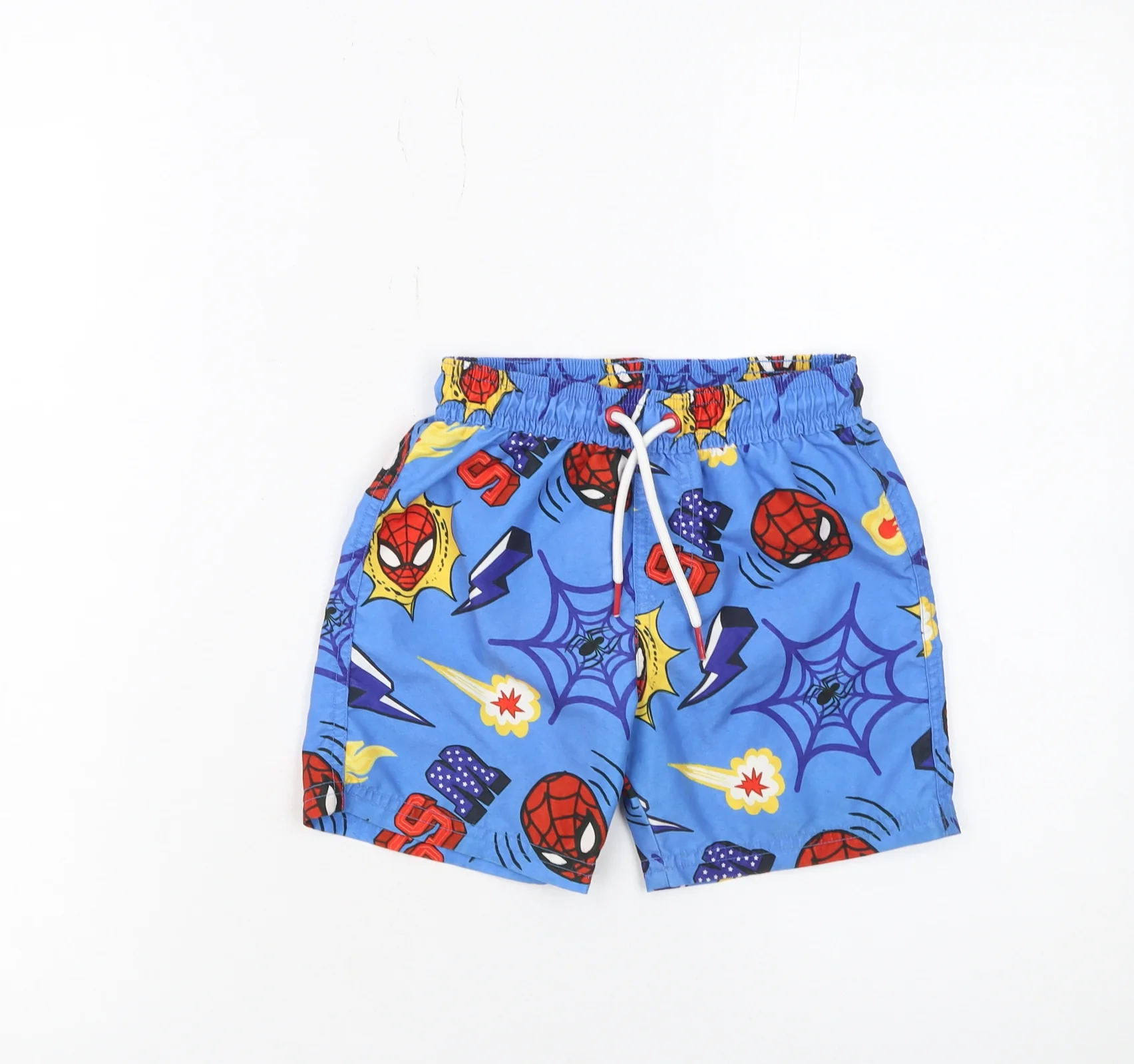 Marks and Spencer Boys Blue Spider-Man Swim Shorts 8 Years Marvel Quick Dry
