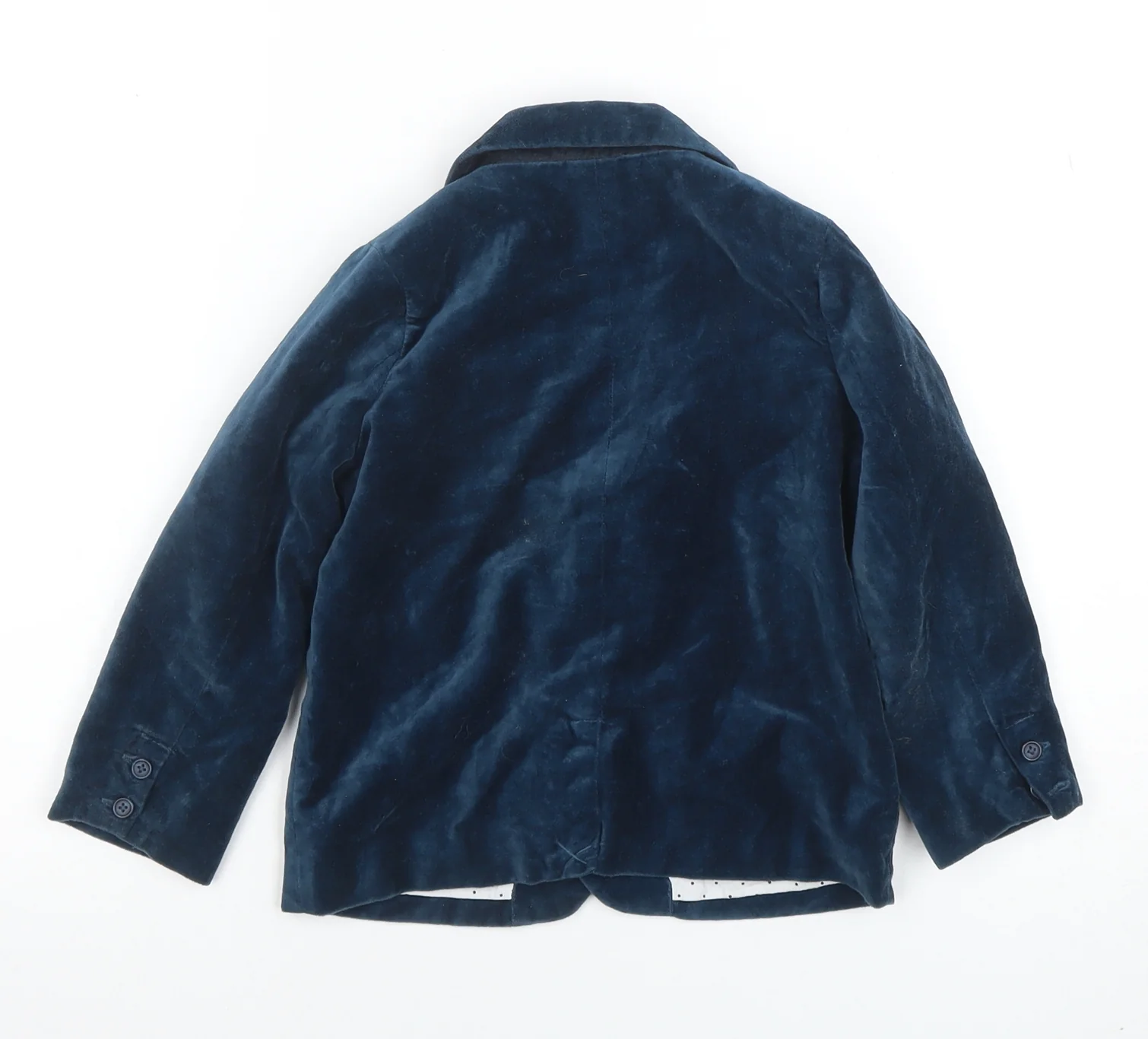 Marks and Spencer Boys Blue Velvet Blazer 3-4 Years Formal Jacket - Image 3