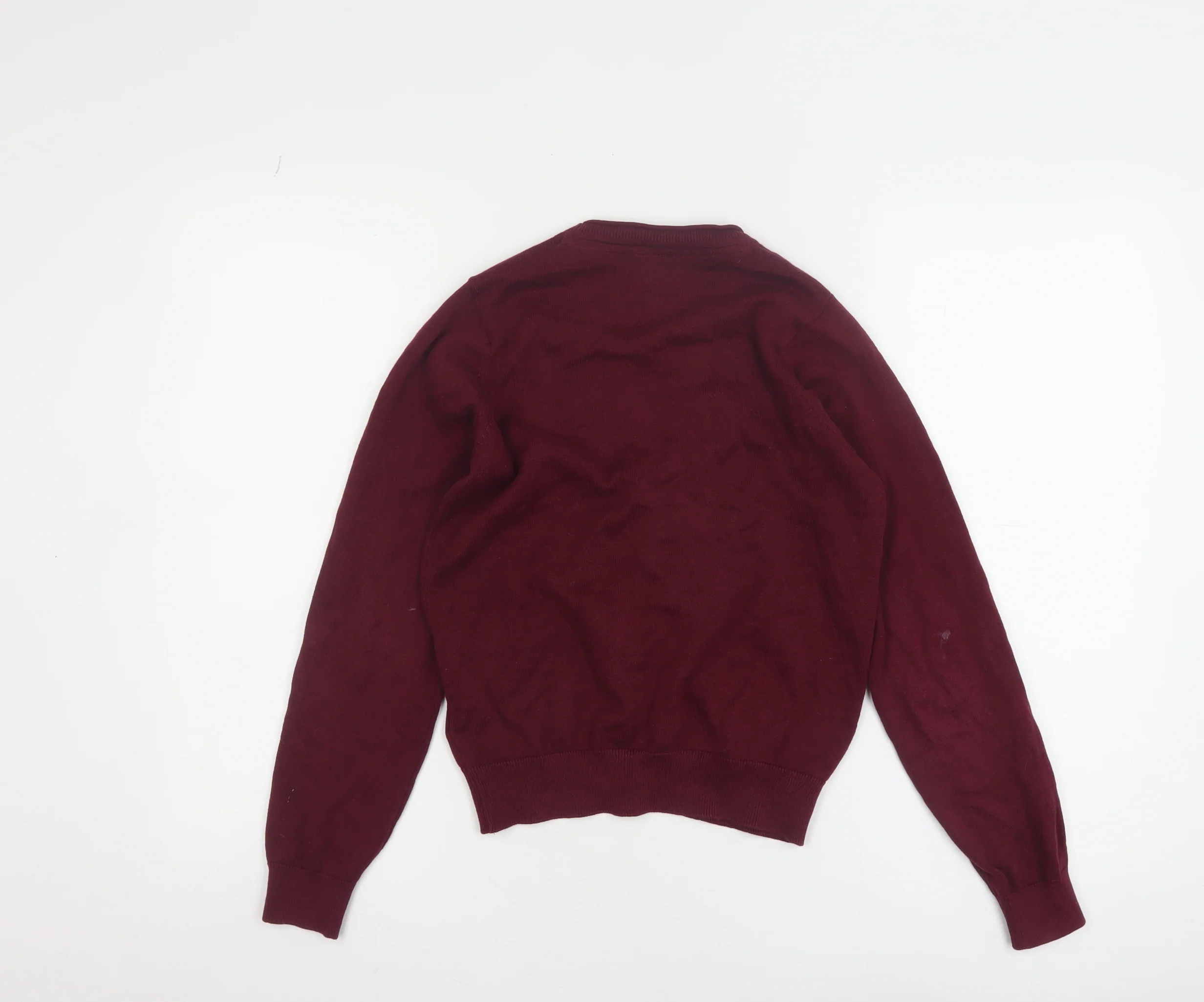 Marks and Spencer Boys Burgundy Cotton Cardigan 10-11 Years Button Up Classic Knit - Image 3