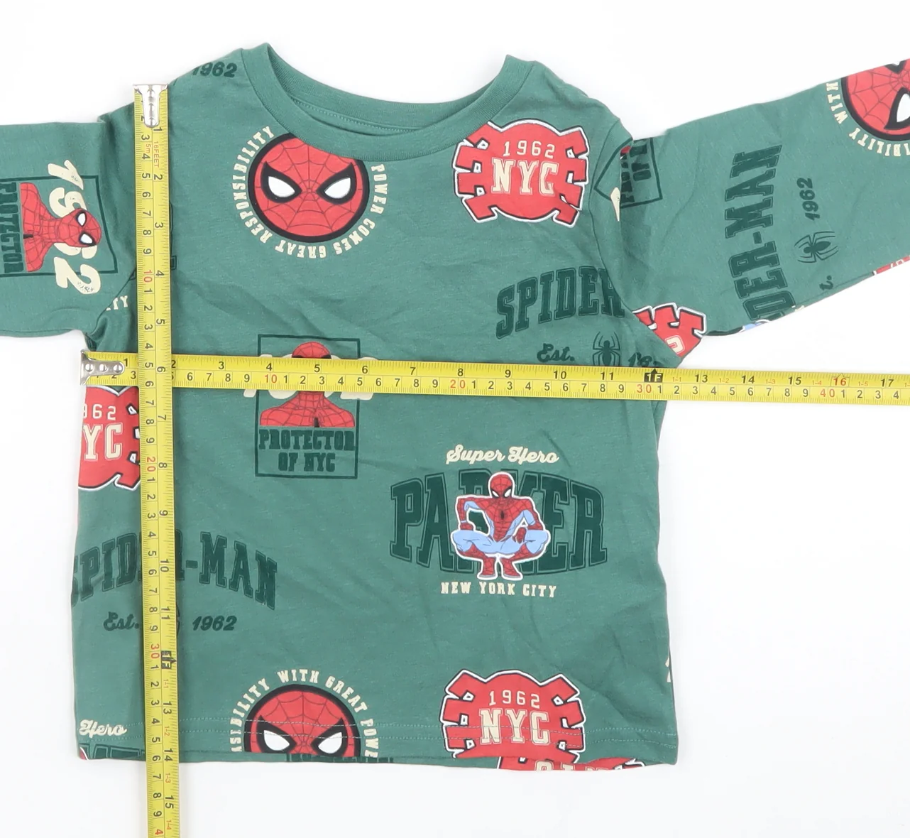 Marks and Spencer Boys Green Spider-Man Long Sleeve Cotton T-Shirt 3-4 Years - Image 2