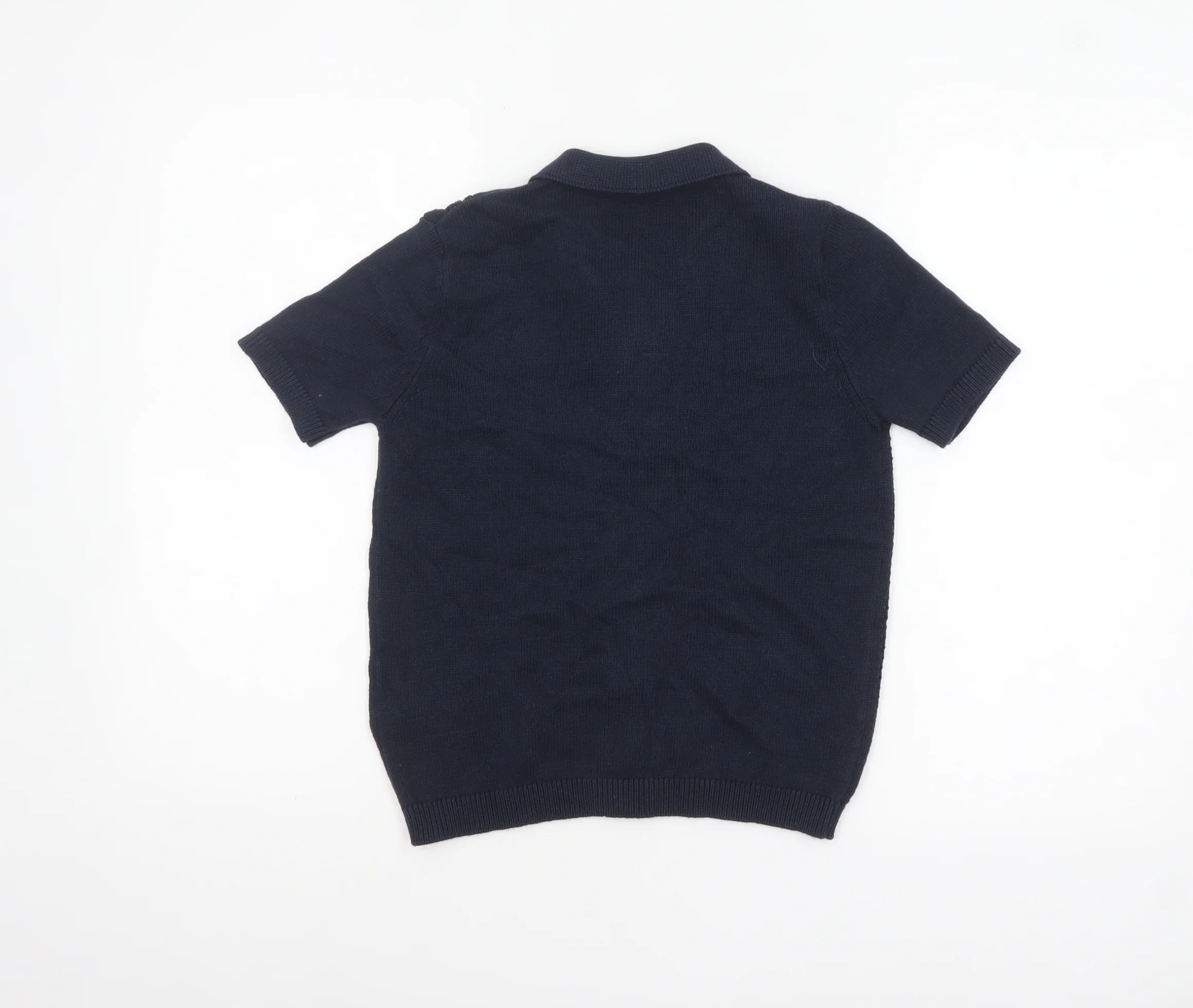 Marks and Spencer Boys Navy Blue Button Cardigan 8-9 Years Short Sleeve Knit - Image 3