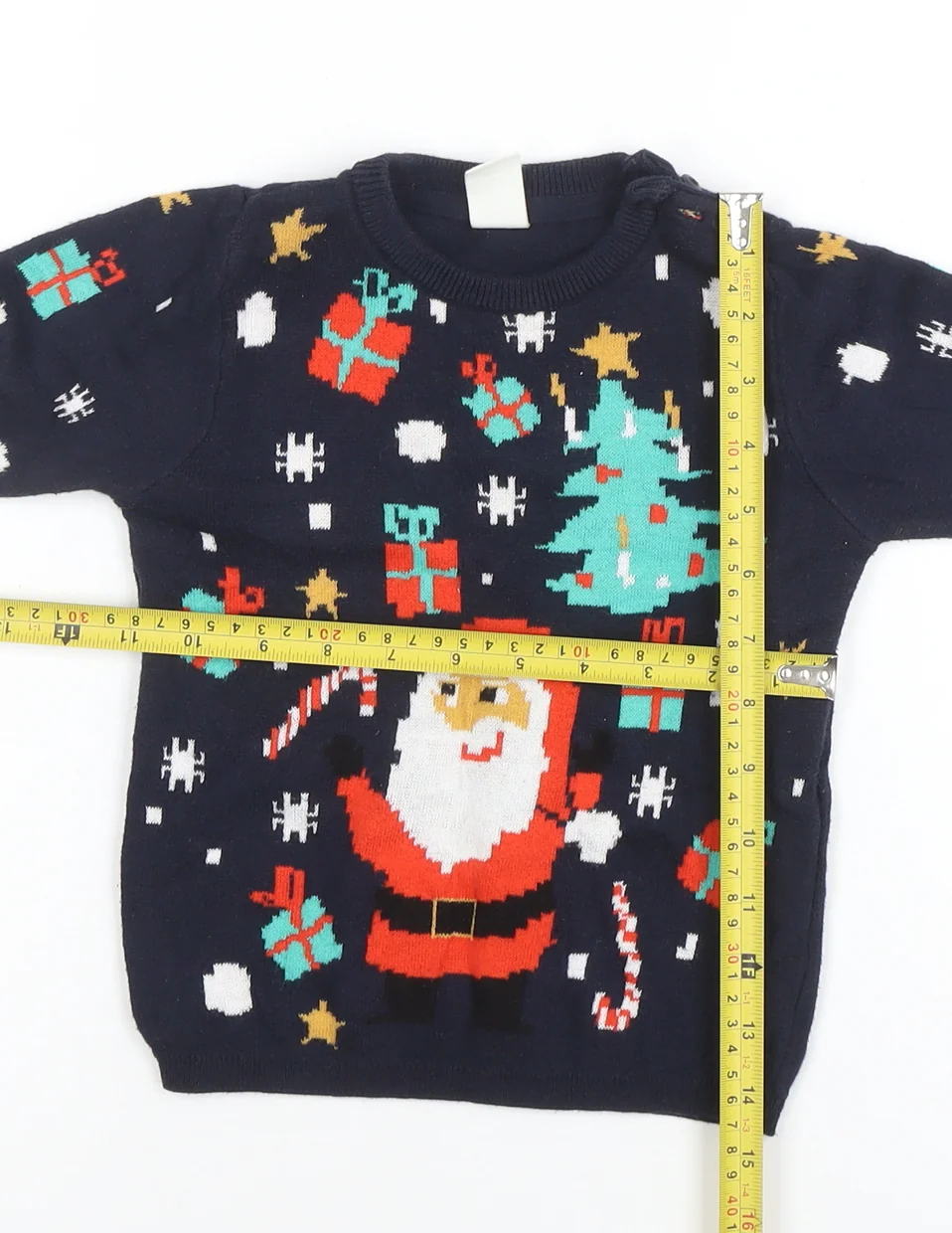 Marks and Spencer Boys Navy Christmas Jumper Size 2-3 Years Santa Print - Image 2