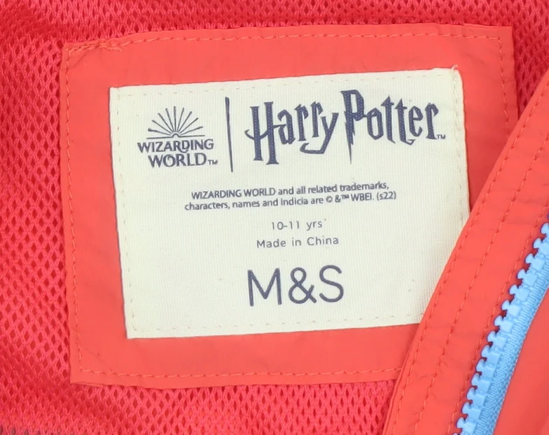 Marks and Spencer Boys Red Harry Potter Windbreaker Jacket 10-11 Years - Image 4