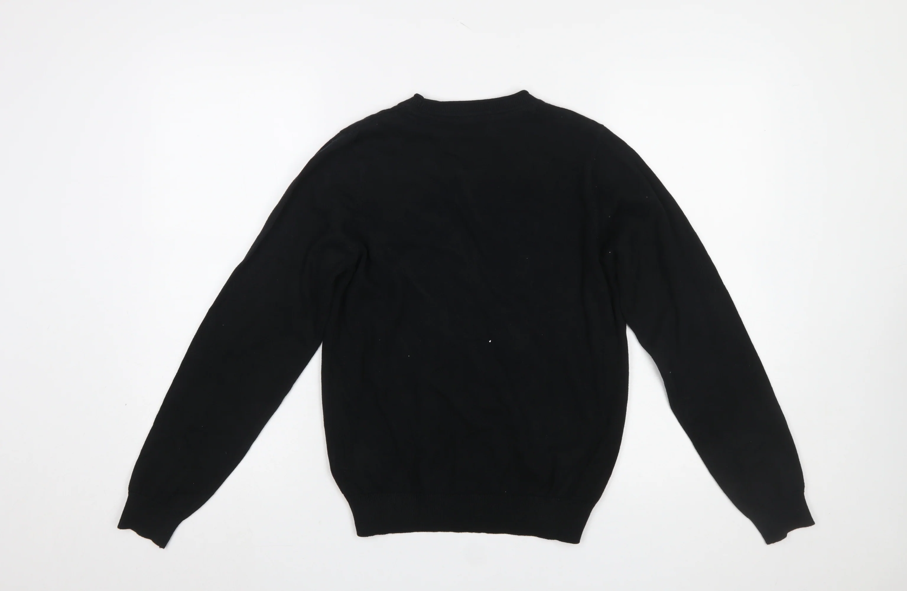 Marks and Spencer Girls Black Cotton V-Neck Cardigan 12-13 Years - Image 3