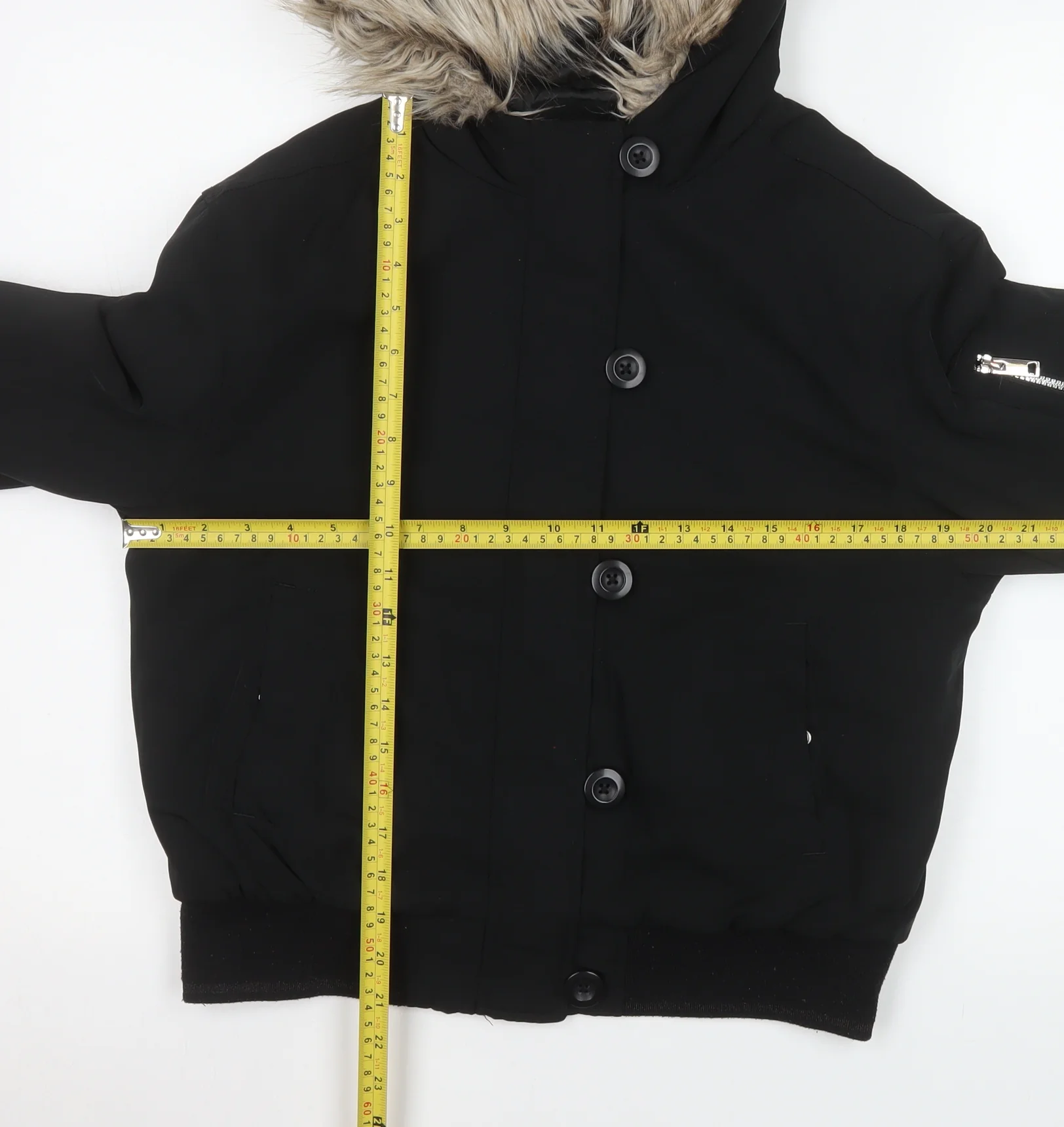 Marks and Spencer Girls Black Faux Fur Hooded Puffer Jacket 12-13 Years - Image 2