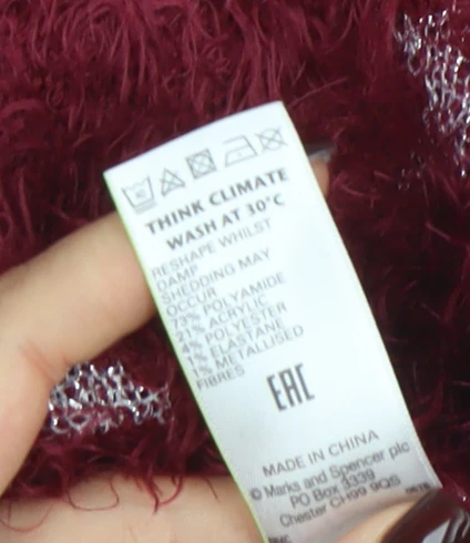 Marks and Spencer Girls Burgundy Star Fuzzy Pullover Jumper 3-4 Years - Image 5