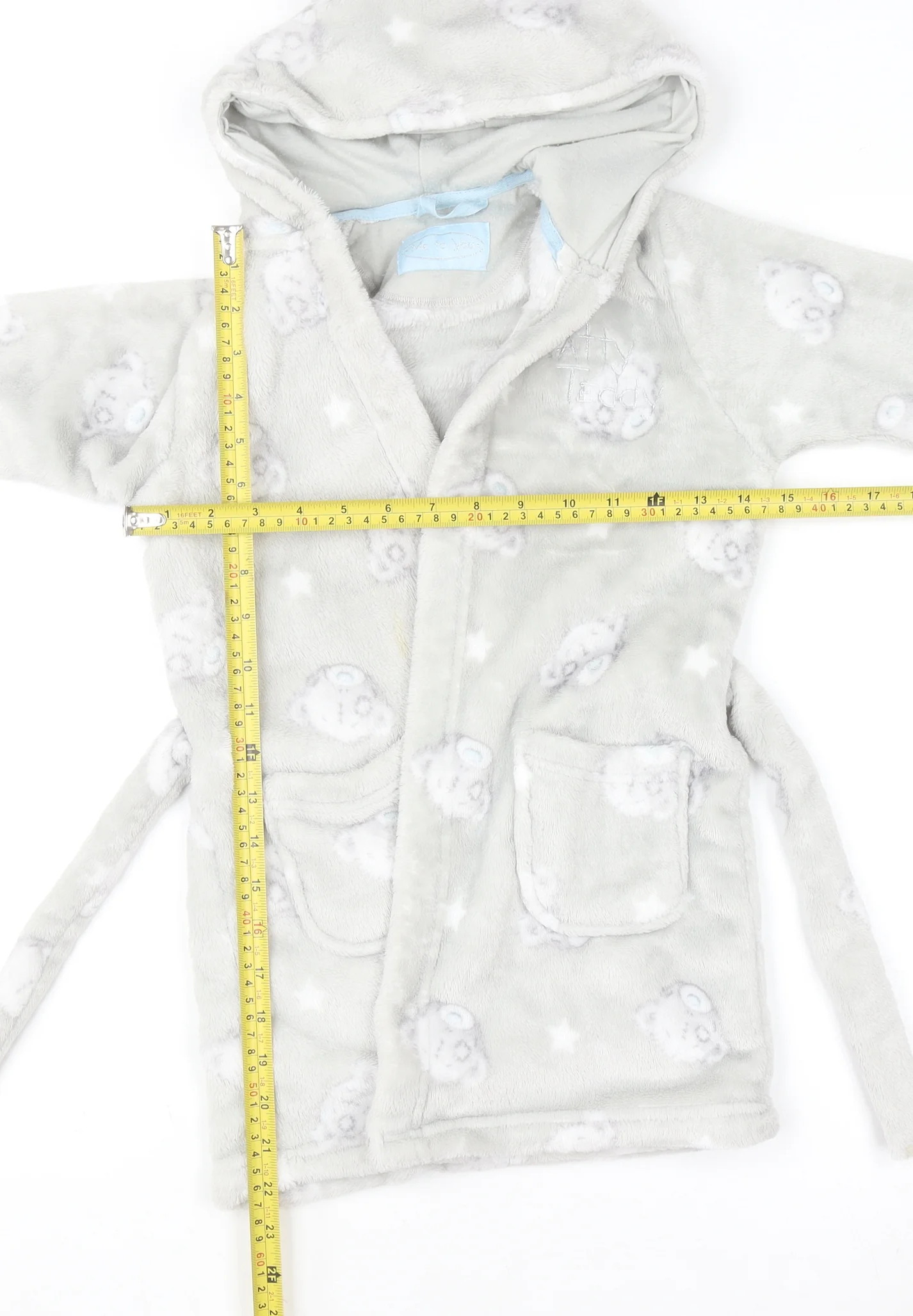 Marks and Spencer Girls Grey Me to You Hooded Fleece Robe 3-4 Years - Image 2