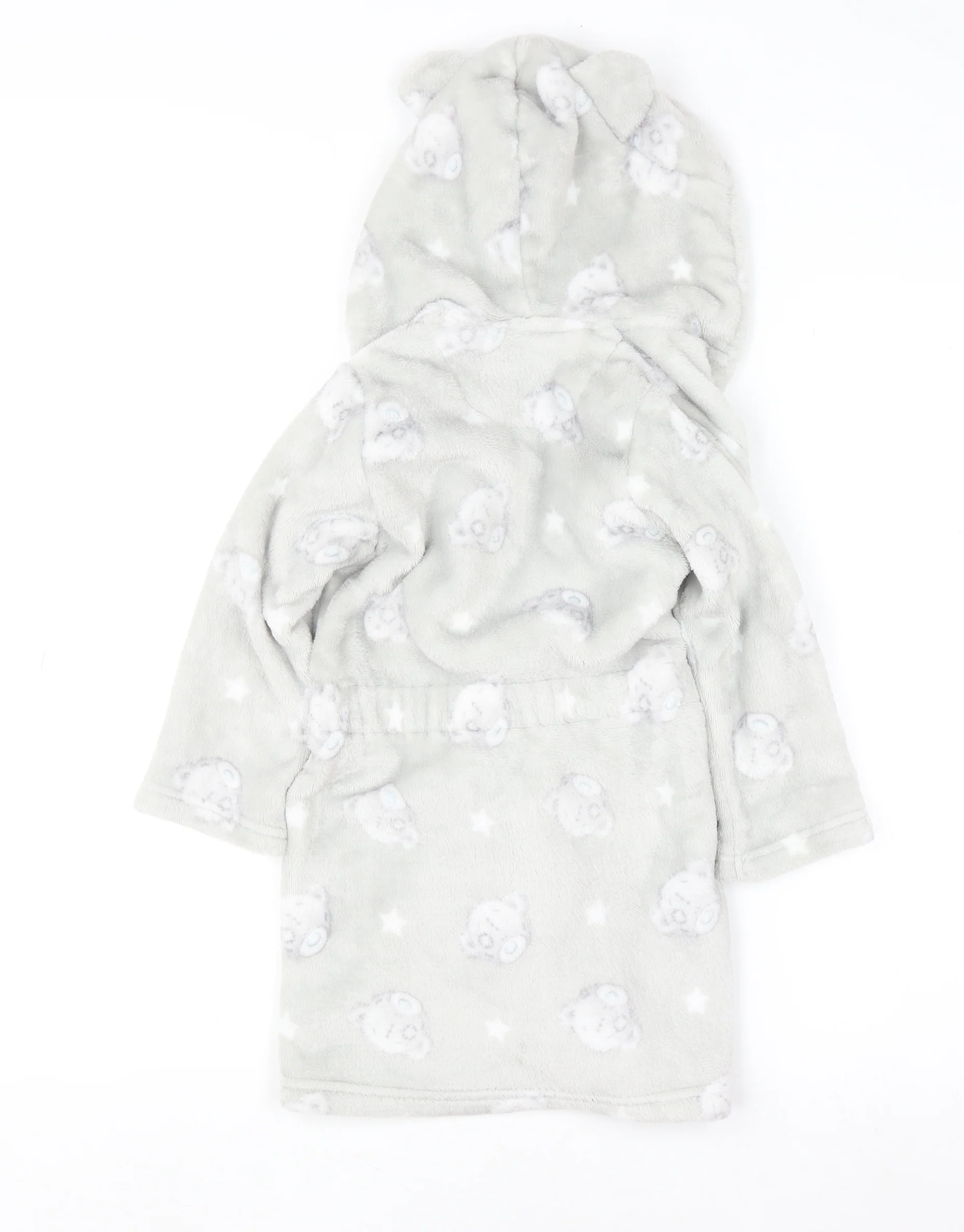 Marks and Spencer Girls Grey Me to You Hooded Fleece Robe 3-4 Years - Image 3