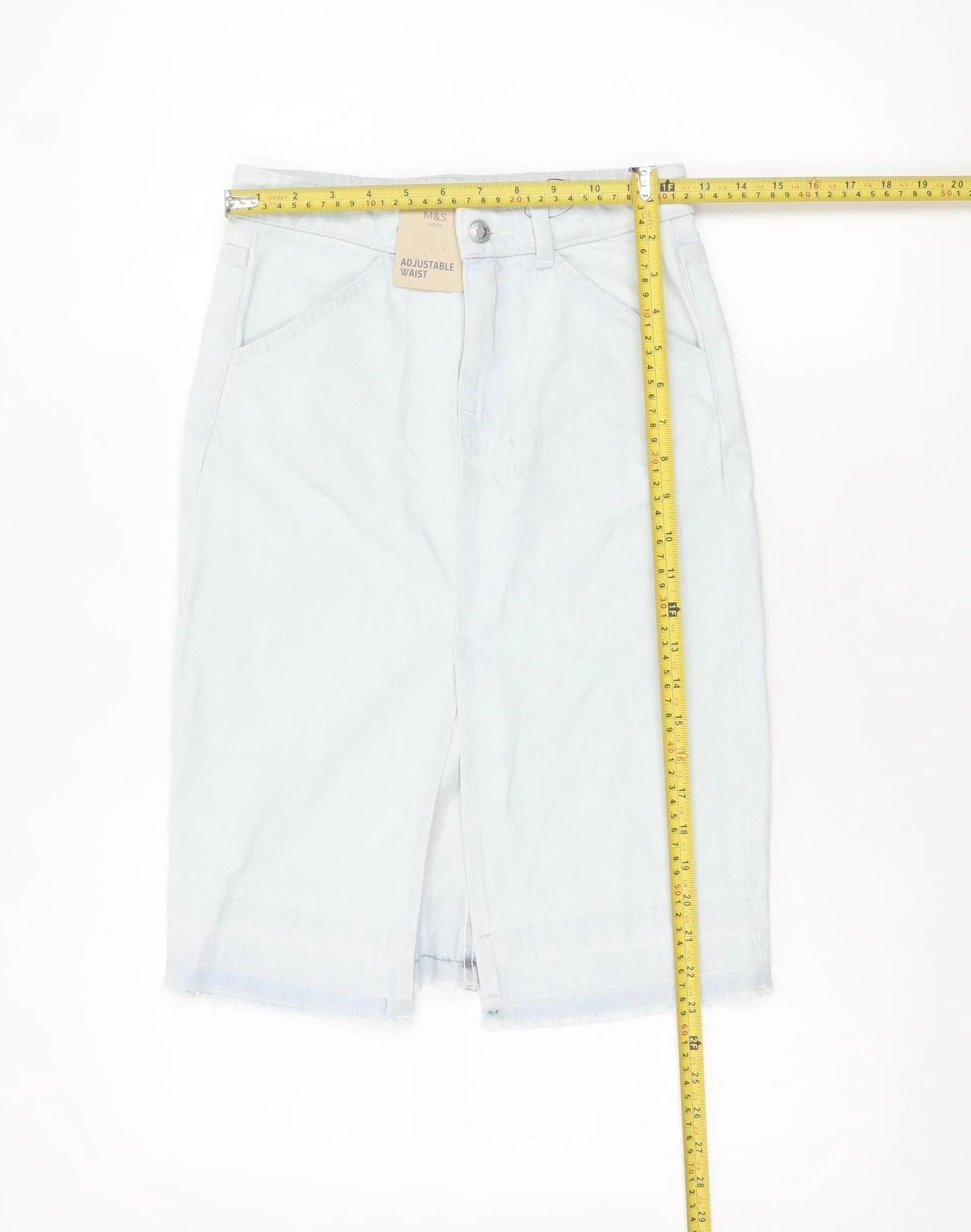 Marks and Spencer Girls Light Blue Denim Knee Length Straight Skirt 9-10 Years - Image 2