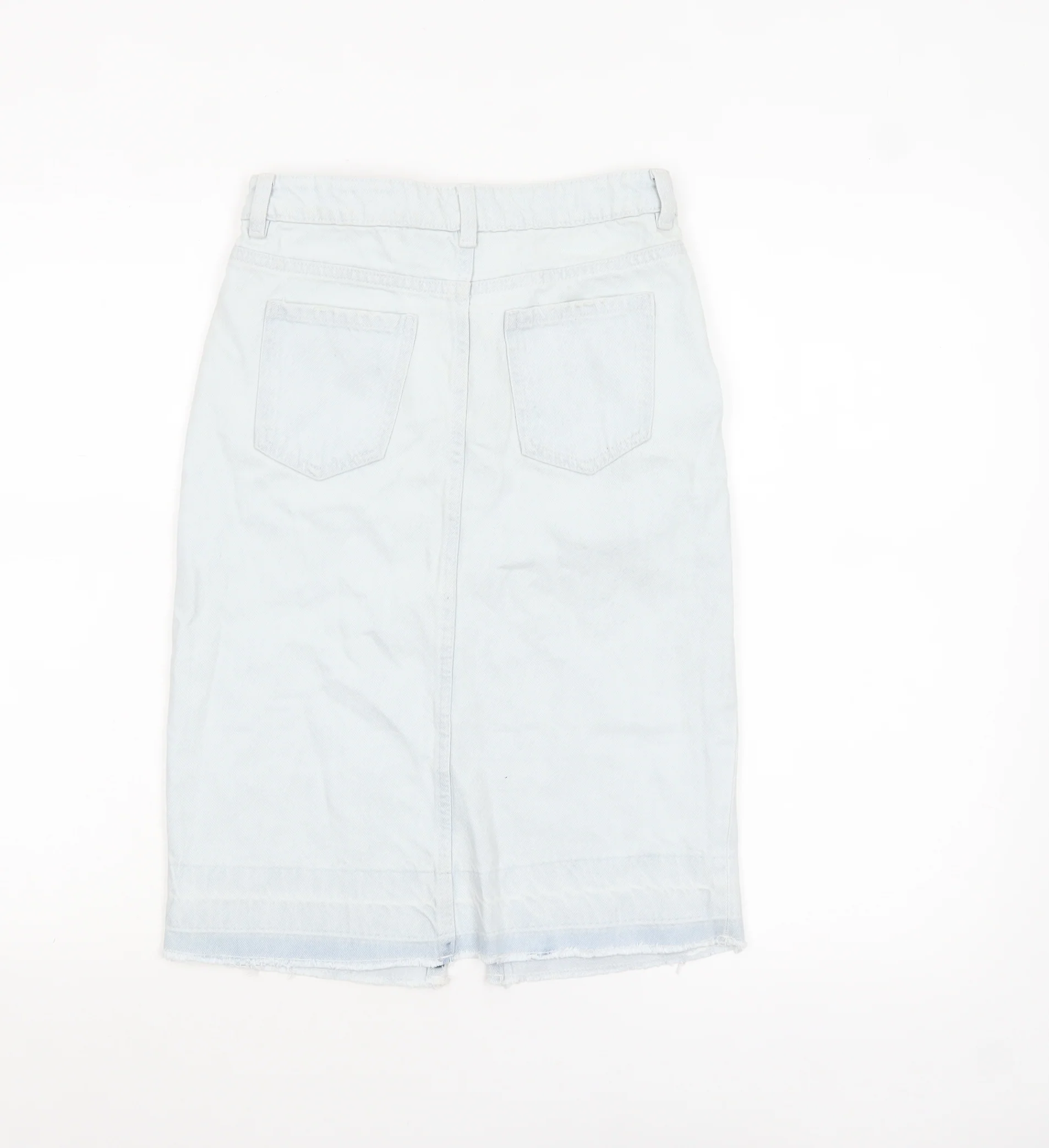 Marks and Spencer Girls Light Blue Denim Knee Length Straight Skirt 9-10 Years - Image 3