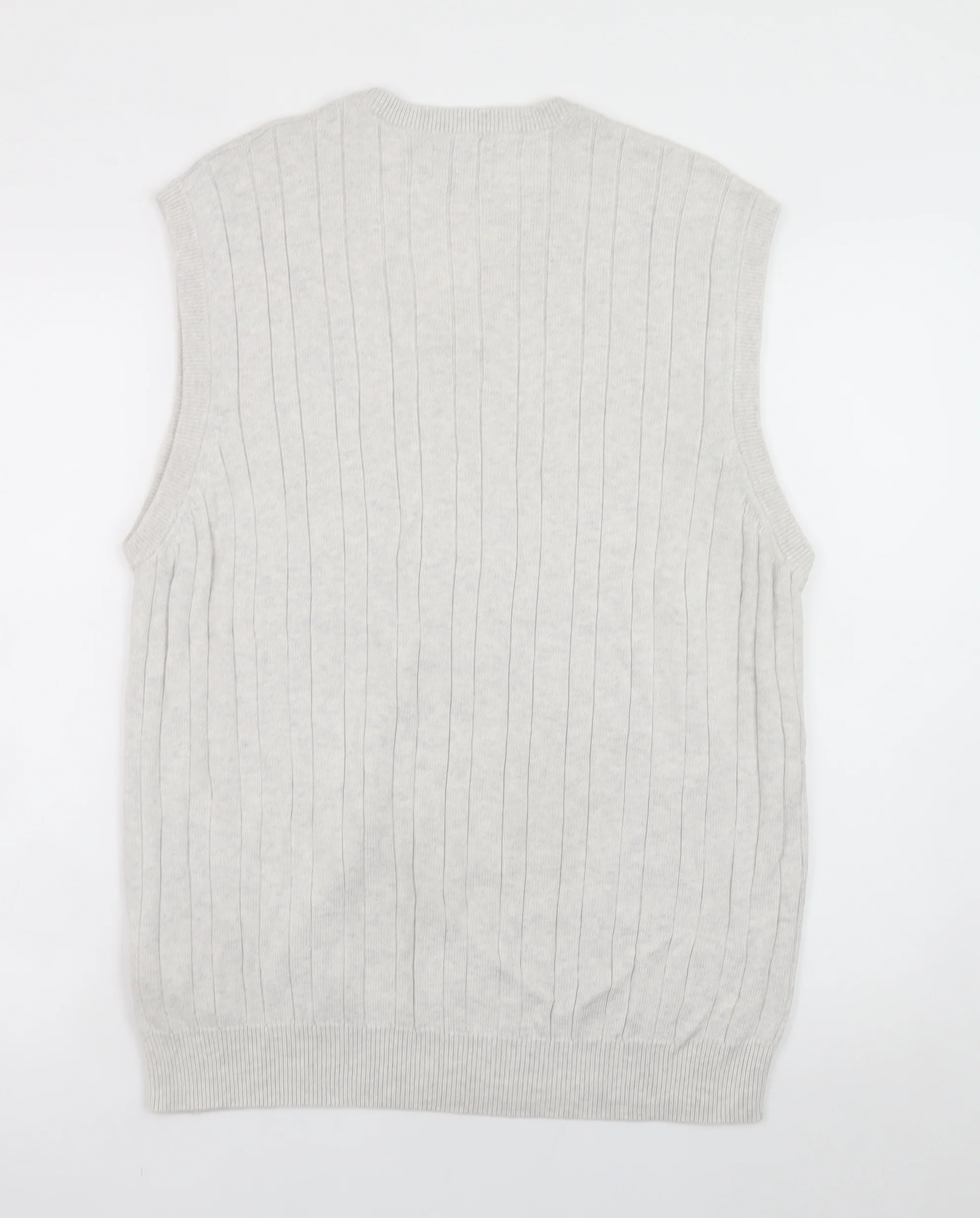 Marks and Spencer Men Ivory Cable Knit Cotton Vest L - Image 3