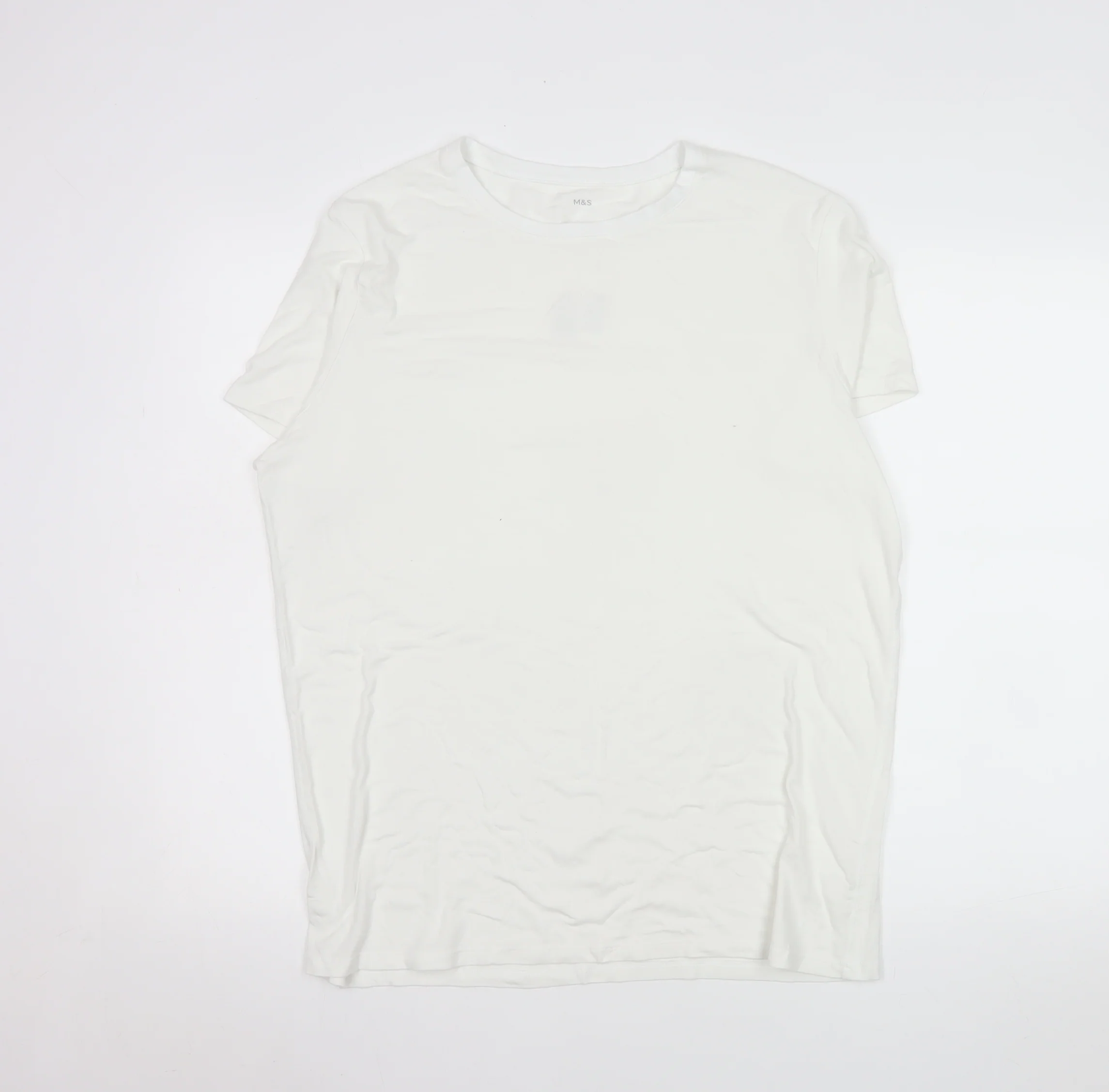 Marks and Spencer Men Ivory XL Thermal Short Sleeve Crew Neck T-Shirt
