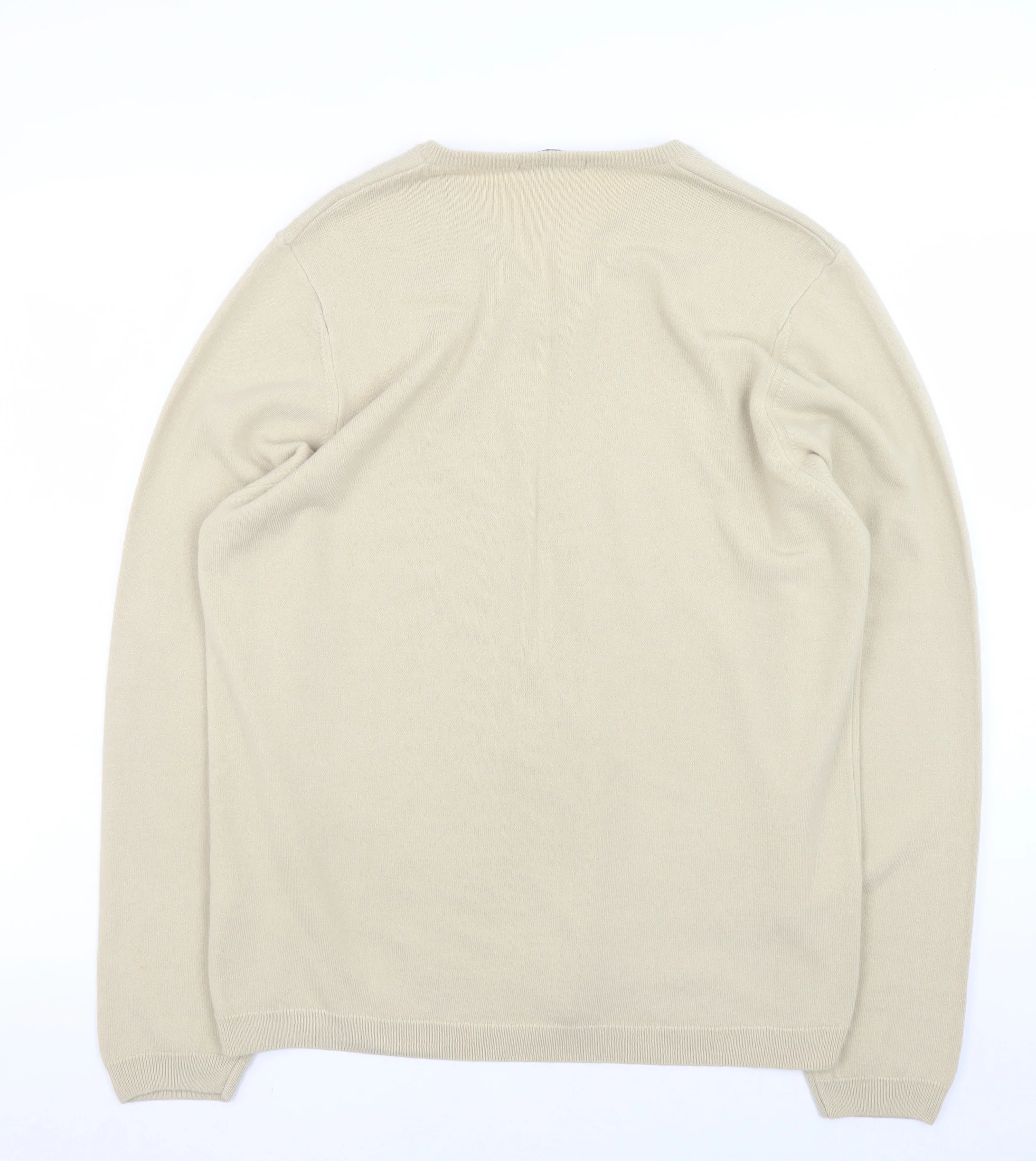 Marks and Spencer Men’s Beige V-Neck Acrylic Jumper Size M - Image 3