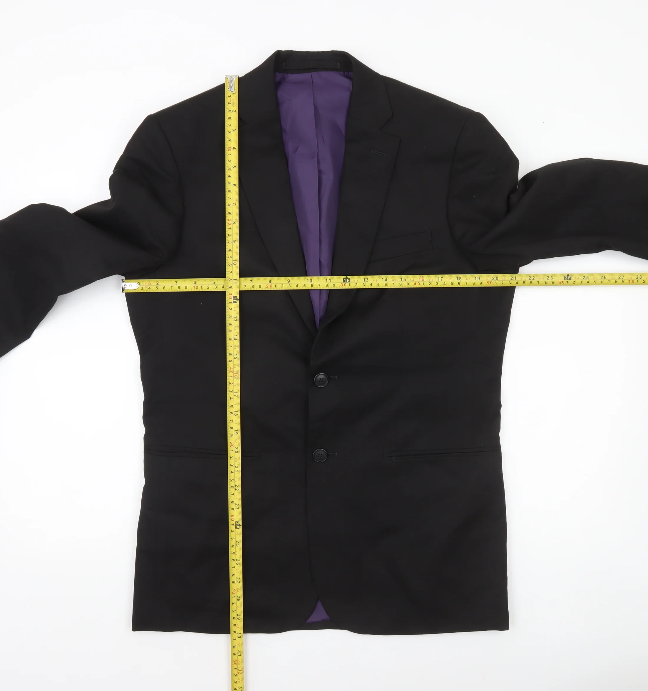 Marks and Spencer Men’s Black 38 Regular Fit Two Button Blazer - Image 2