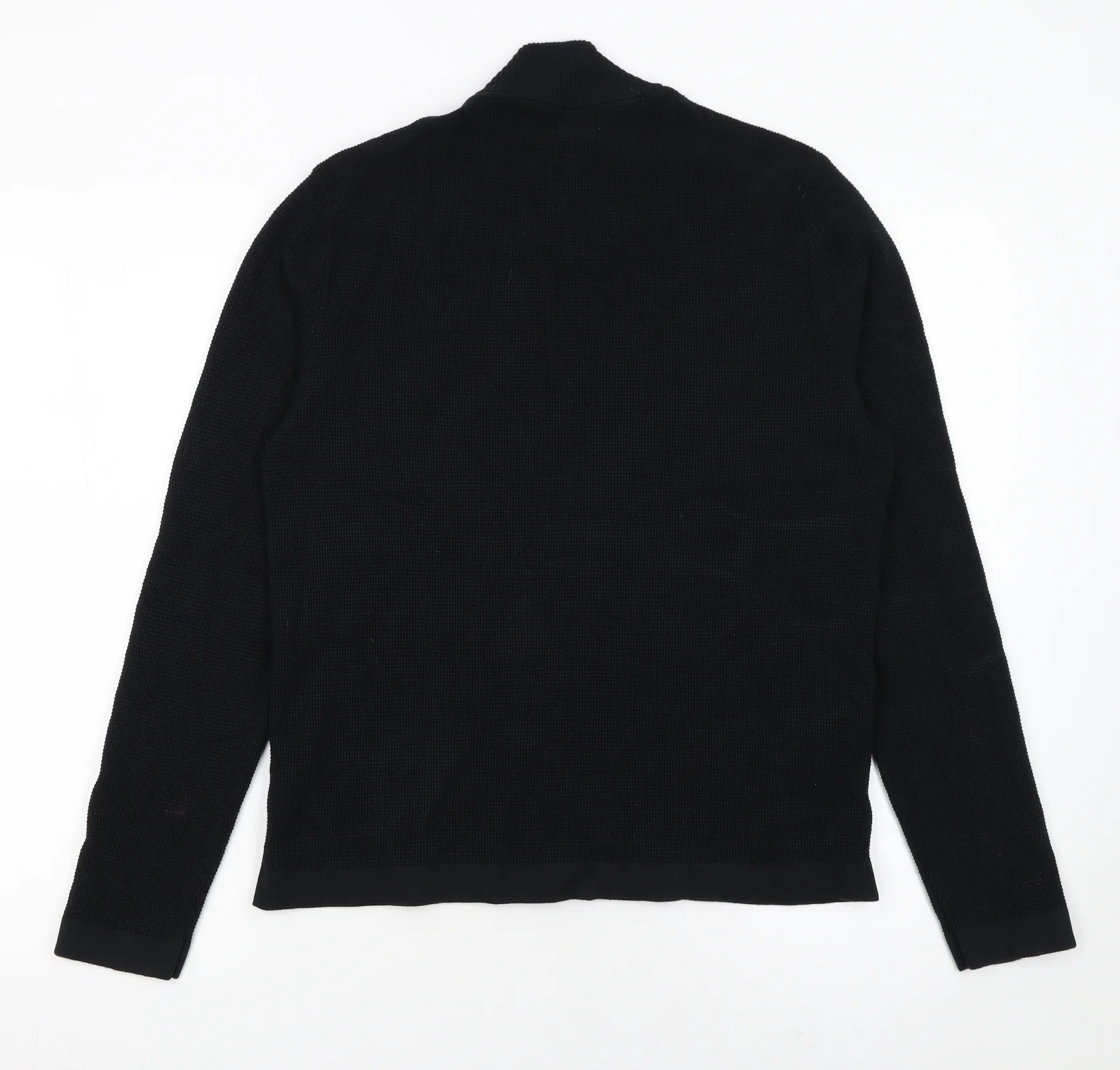 Marks and Spencer Men’s Black Waffle Knit Cotton Modal Mock Neck Jumper M - Image 3