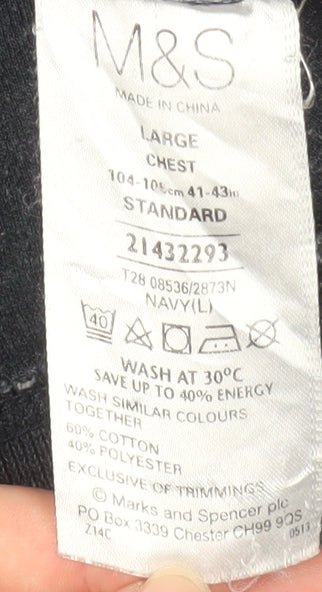 Marks and Spencer Men’s Blue 1/2 Zip Knit Sweatshirt Large - Image 4