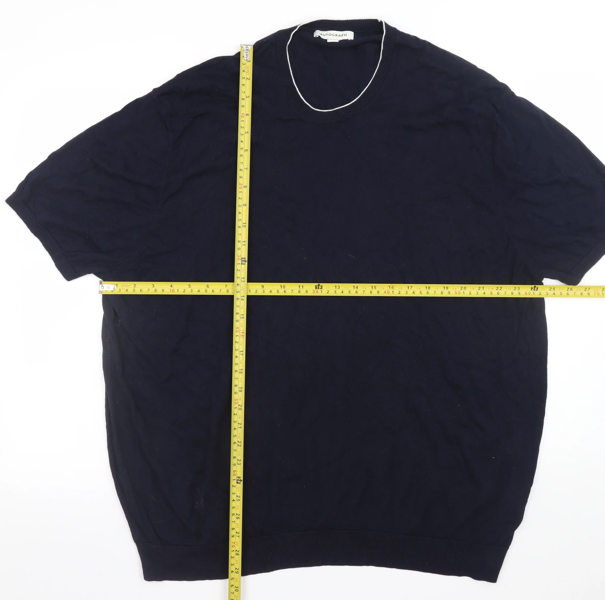 Marks and Spencer Men’s Blue 3XL Crew Neck Short Sleeve Cotton Jumper - Image 2