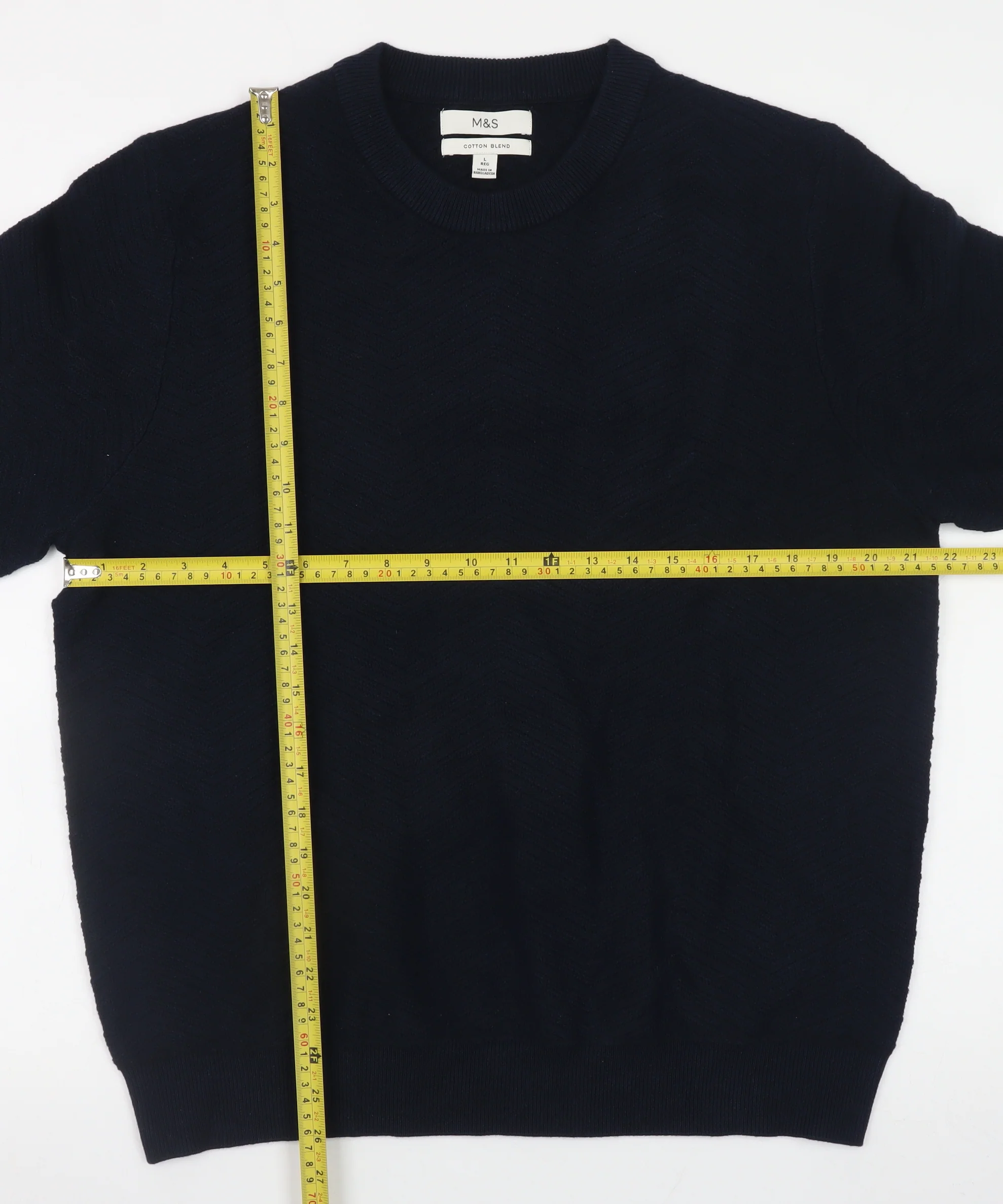 Marks and Spencer Men’s Blue Cotton Blend Crew Neck Jumper L - Image 2