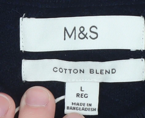 Marks and Spencer Men’s Blue Cotton Blend Crew Neck Jumper L - Image 4