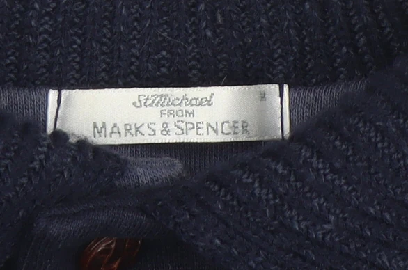 Marks and Spencer Men’s Blue Henley Knit Sweatshirt Size L - Image 4