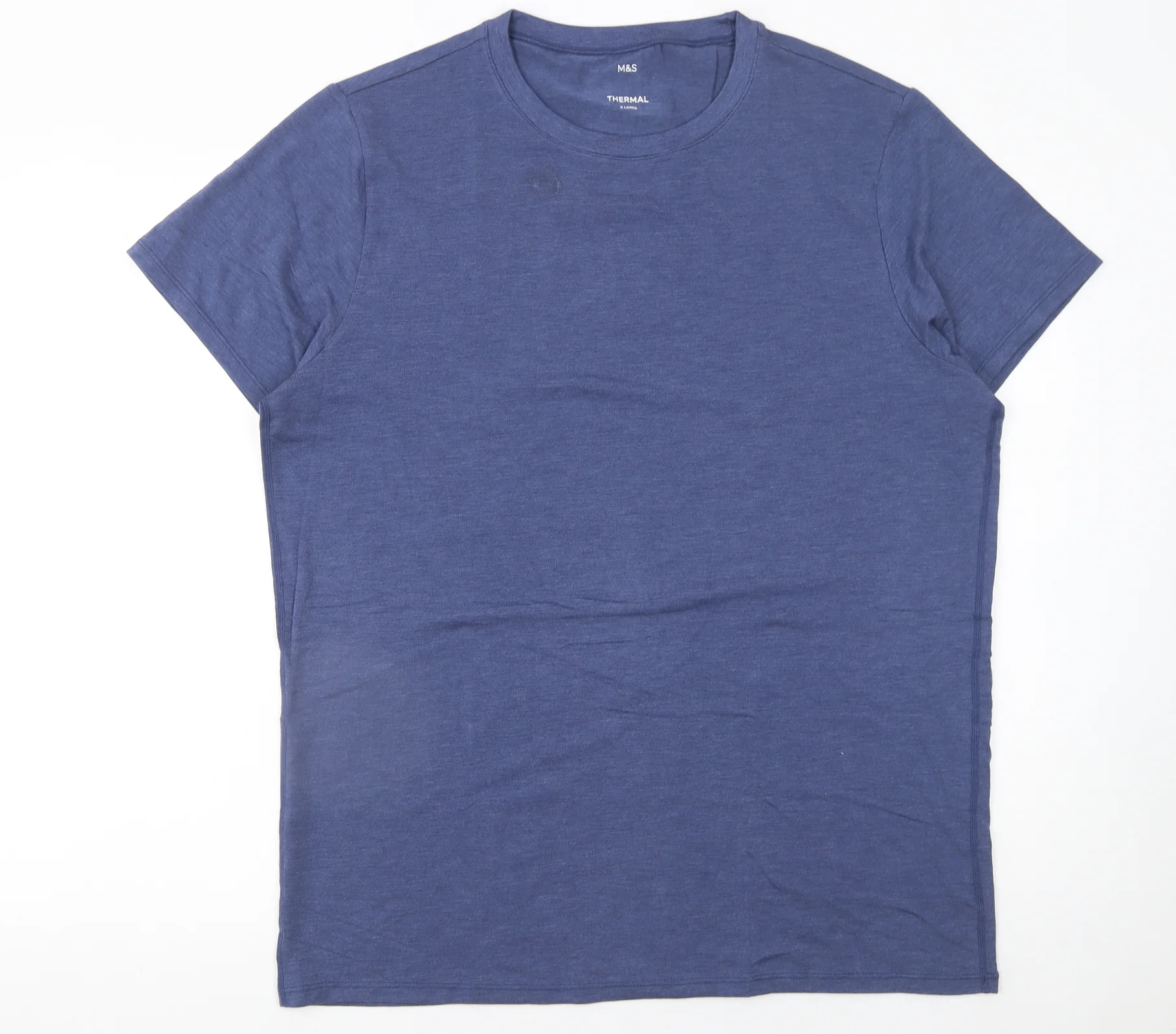 Marks and Spencer Men’s Blue Thermal Short Sleeve Crew Neck T-Shirt XL