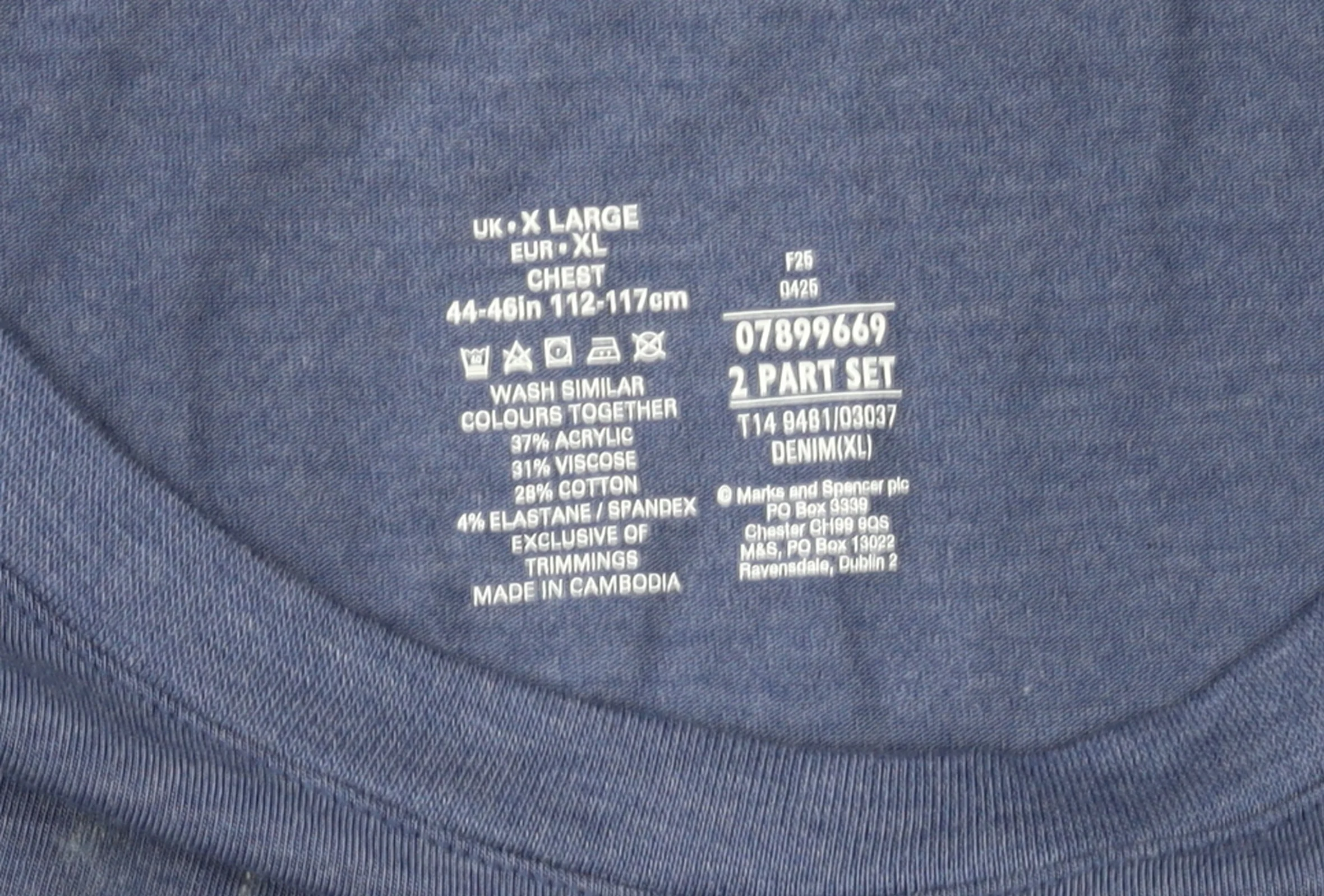 Marks and Spencer Men’s Blue Thermal Short Sleeve Crew Neck T-Shirt XL - Image 5