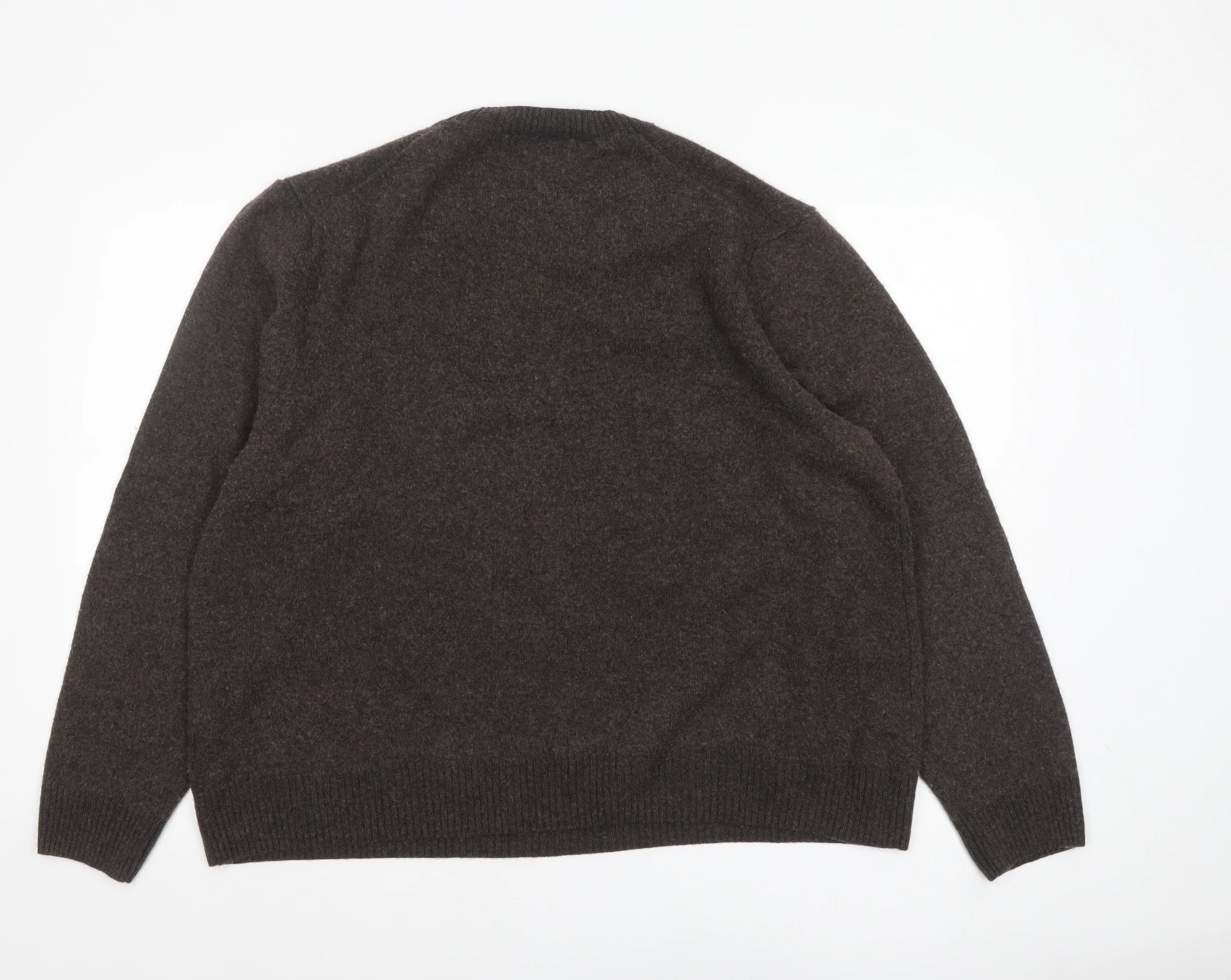 Marks and Spencer Men’s Brown 2XL Wool V-Neck Jumper - Image 3