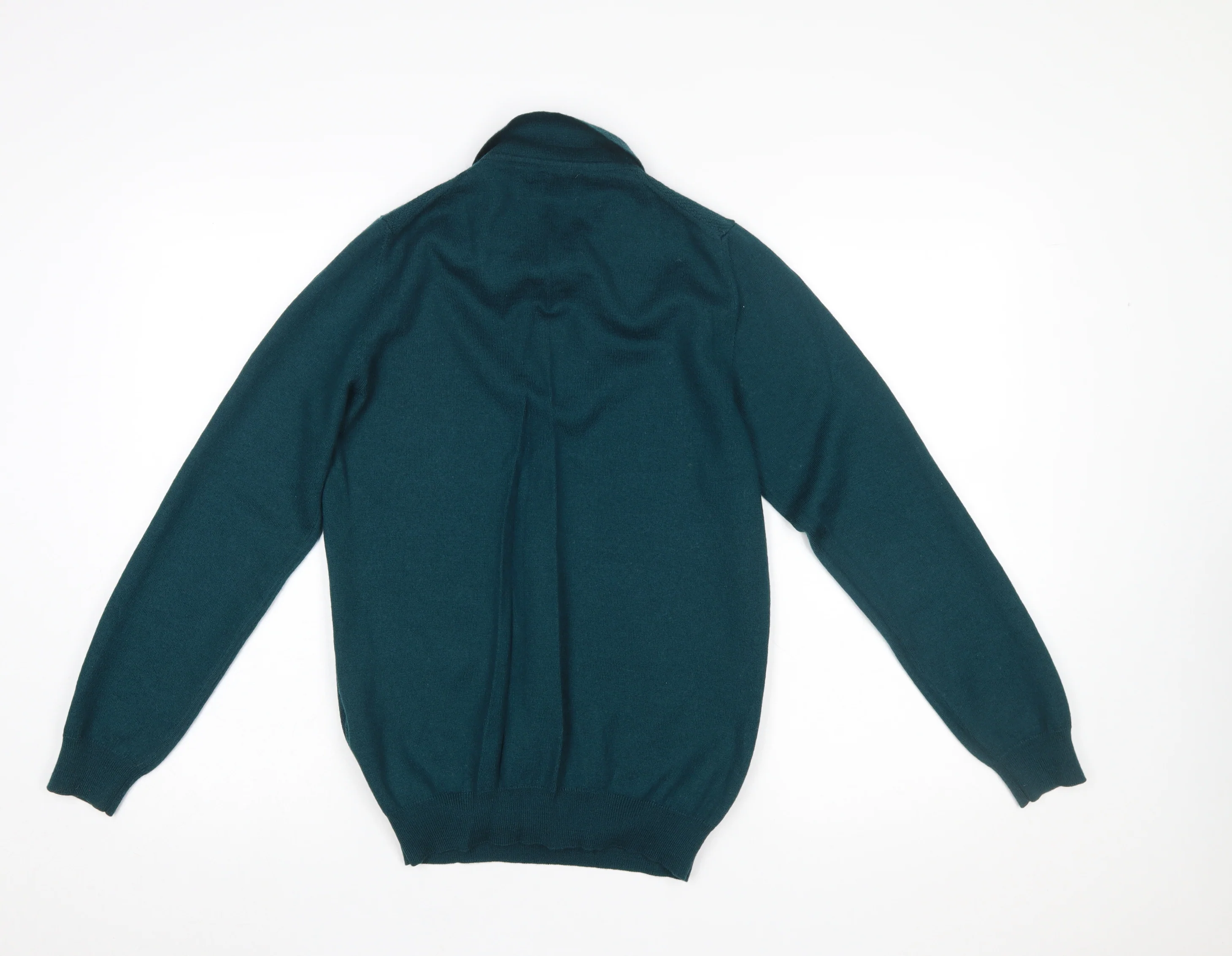 Marks and Spencer Men’s Green Merino Blend Henley Jumper Small - Image 3
