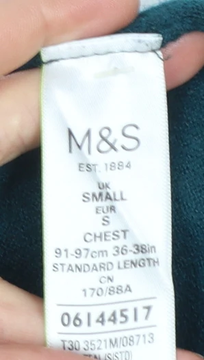Marks and Spencer Men’s Green Merino Blend Henley Jumper Small - Image 4