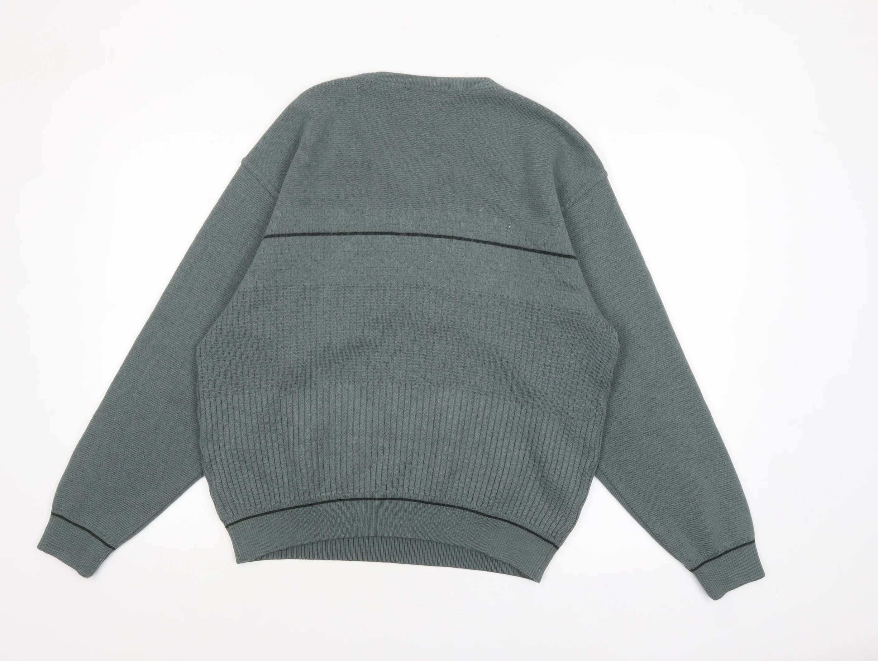 Marks and Spencer Men’s Green V-Neck Wool Blend Pullover Jumper L - Image 3