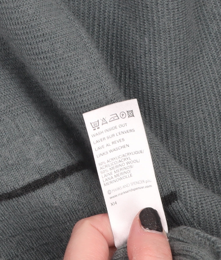 Marks and Spencer Men’s Green V-Neck Wool Blend Pullover Jumper L - Image 4