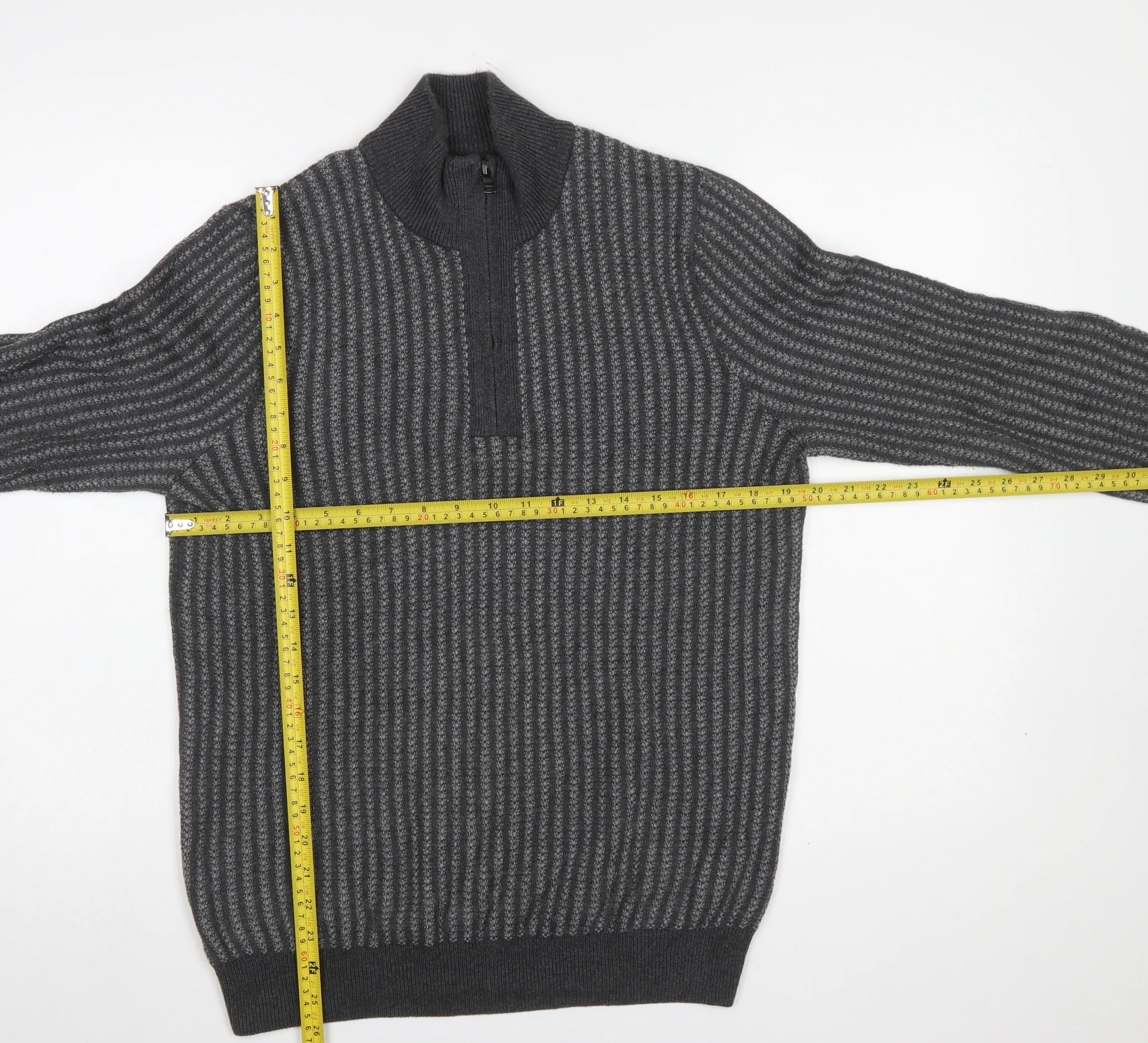 Marks and Spencer Men’s Grey Cotton 1/4 Zip Jumper Size S Regular Fit - Image 2