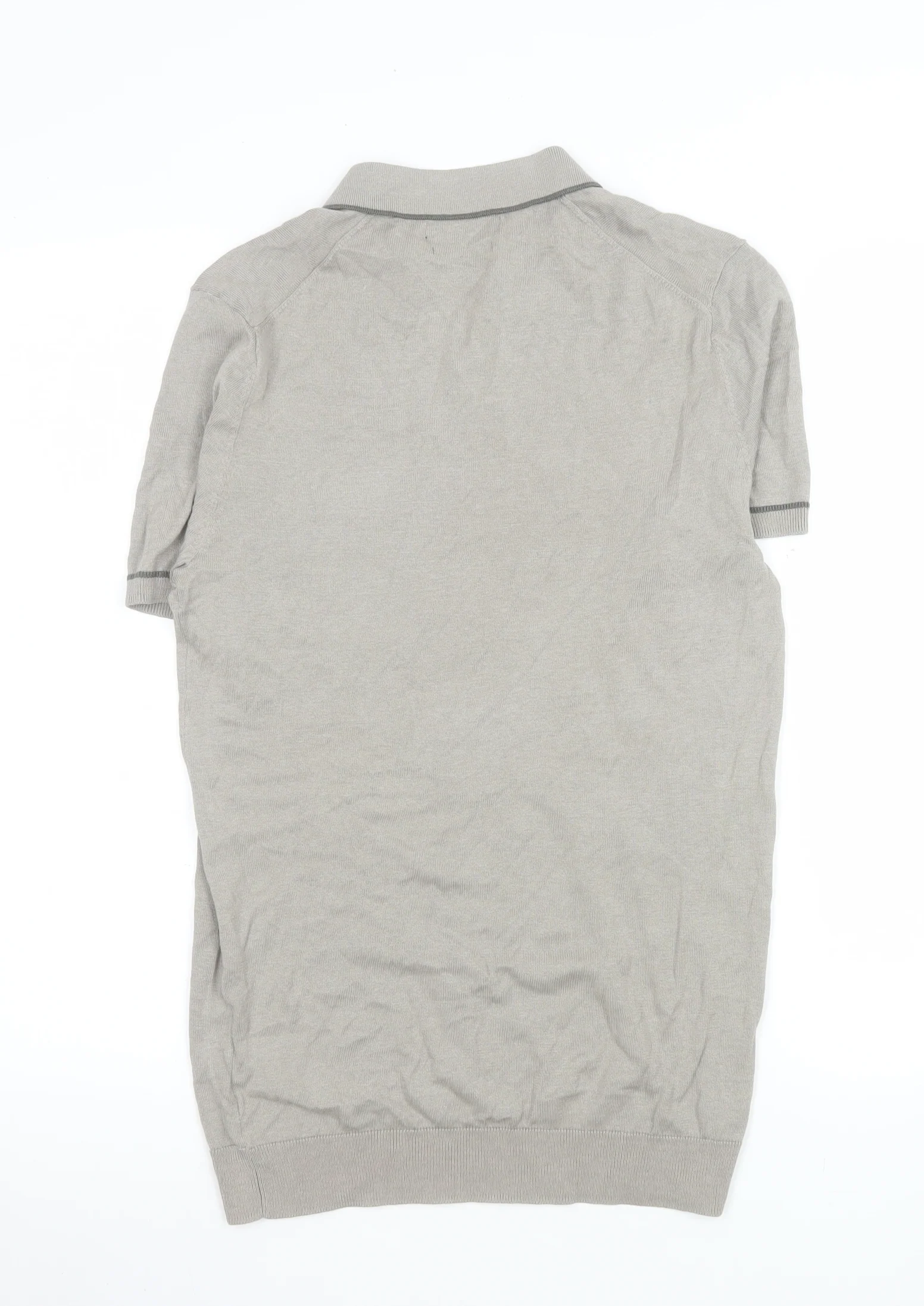 Marks and Spencer Men’s Grey Silk Cotton Collared XS T-Shirt - Image 3