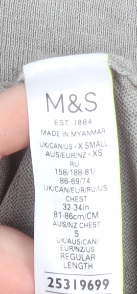Marks and Spencer Men’s Grey Silk Cotton Collared XS T-Shirt - Image 5