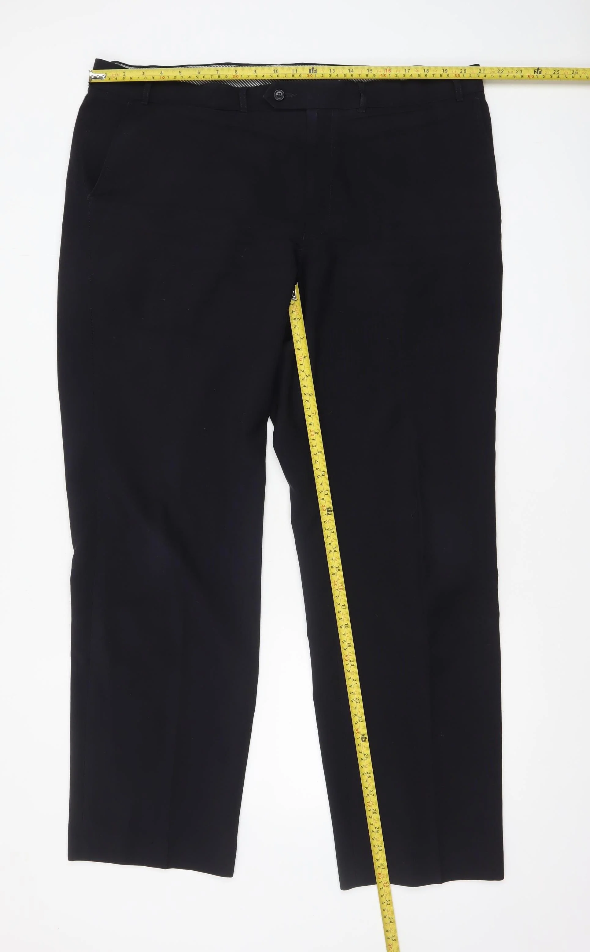 Marks and Spencer Men’s Navy Blue 42W 33L Regular Fit Dress Trousers - Image 2