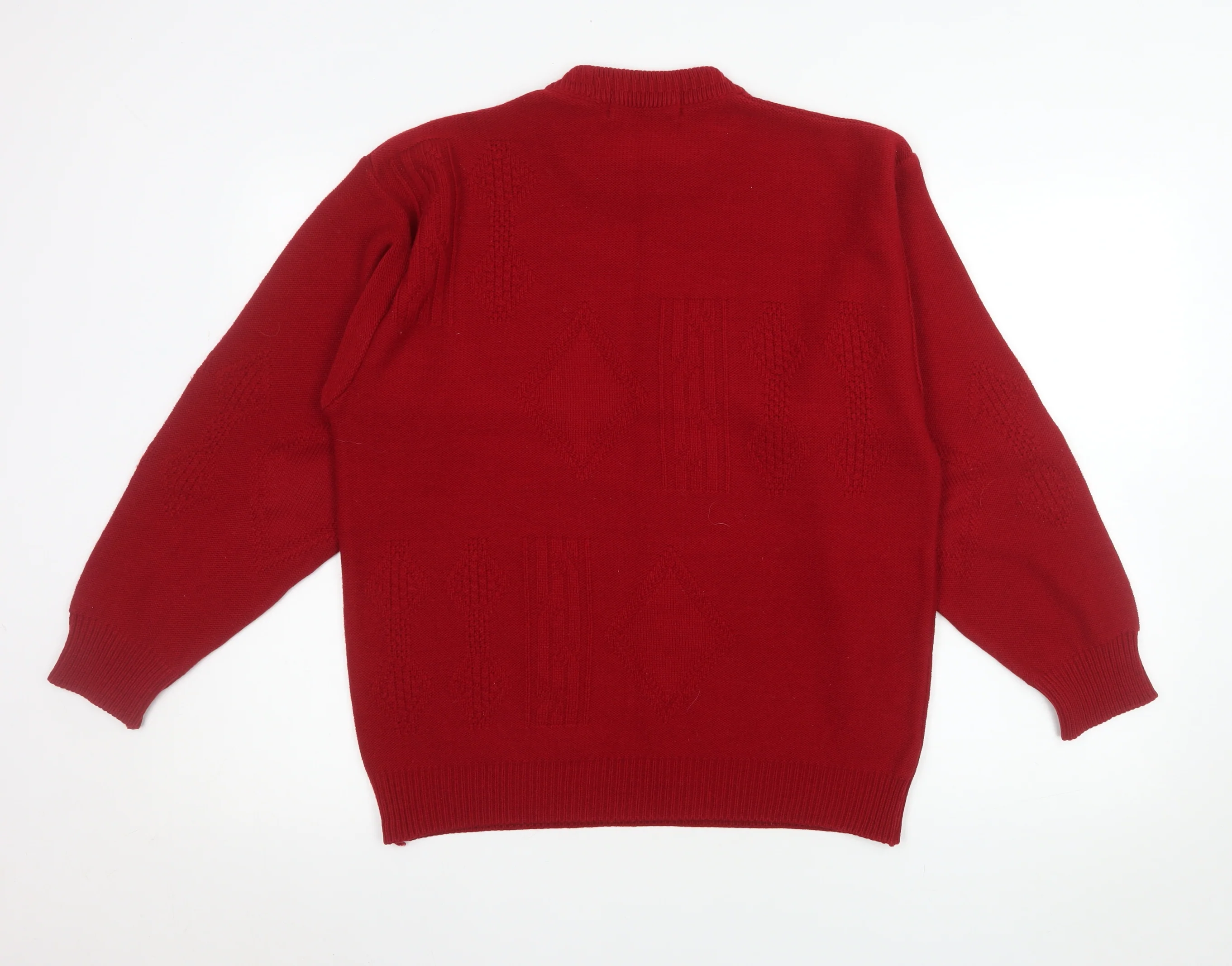 Marks and Spencer Men’s Red Acrylic Geometric Pullover Jumper Medium - Image 3