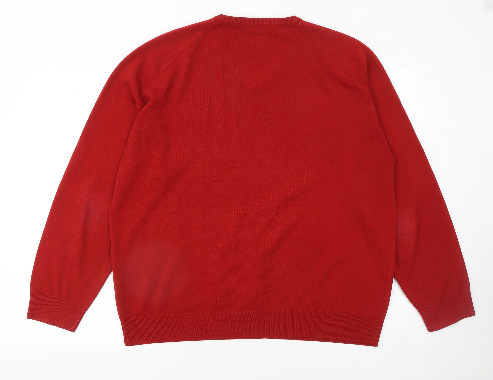 Marks and Spencer Men’s Red V-Neck Acrylic Jumper XL - Image 3