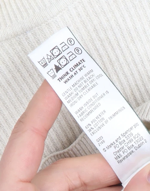 Marks and Spencer Men's Beige Cotton Blend Crew Neck Jumper M - Image 5