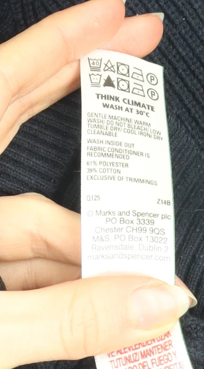 Marks and Spencer Men's Black 2XL Half Zip High Neck Cotton Blend Jumper - Image 5