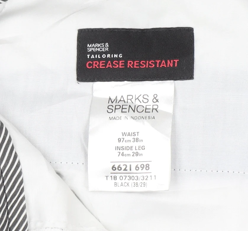 Marks and Spencer Men's Black 38x29 Crease Resistant Dress Pants - Image 5
