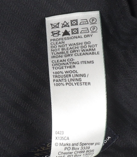 Marks and Spencer Mens Black 42S Regular Fit Wool Dress Trousers - Image 4