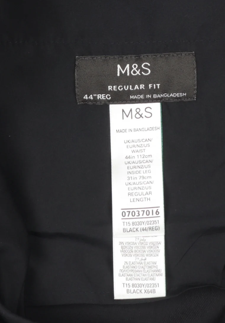 Marks and Spencer Men's Black 44 Regular Fit Dress Pants - Image 4