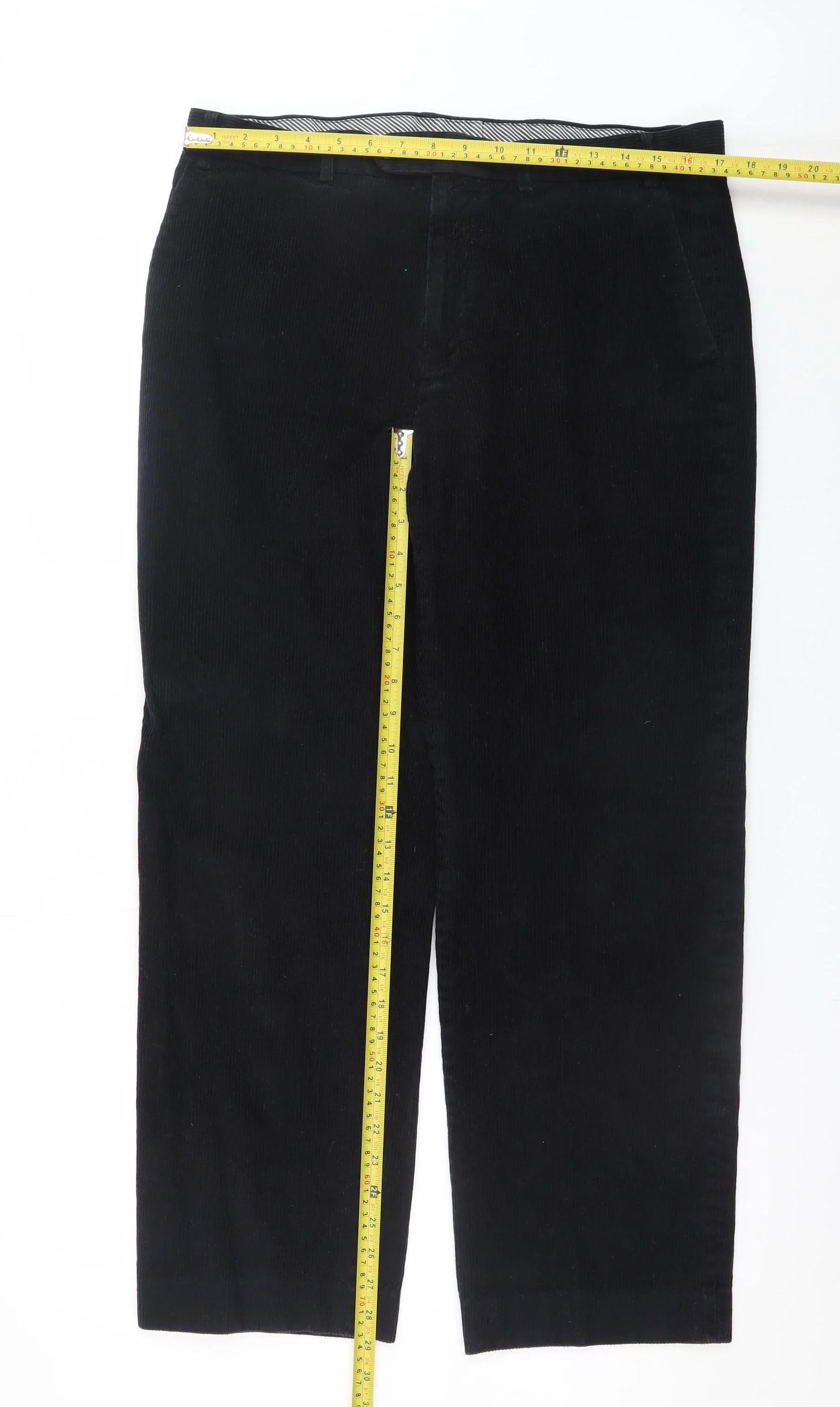 Marks and Spencer Men's Black Corduroy Straight Jeans 36W 31L - Image 2
